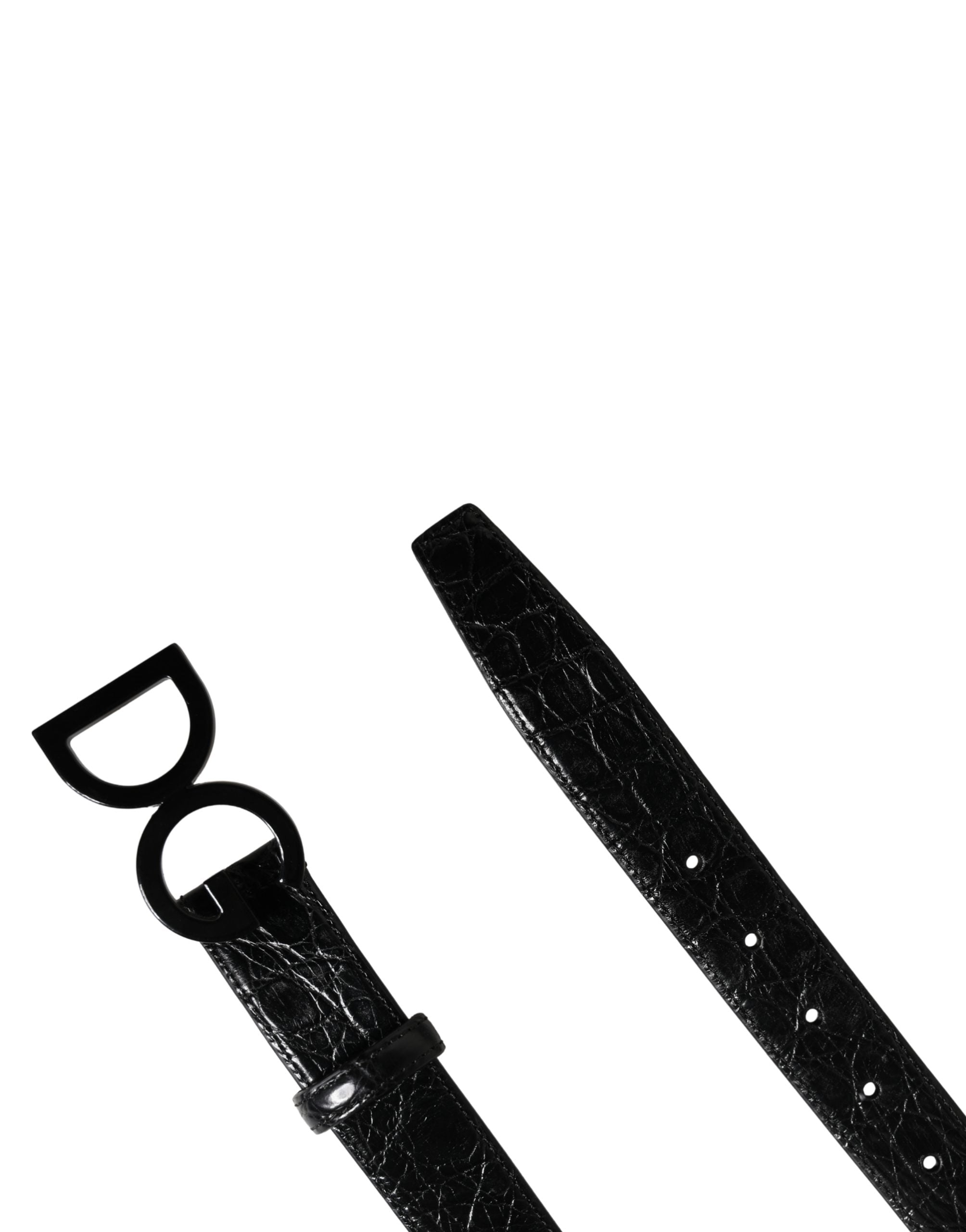 Dolce & Gabbana Herren Gürtel aus schwarzem exotischem Leder mit Logo-Schnalle