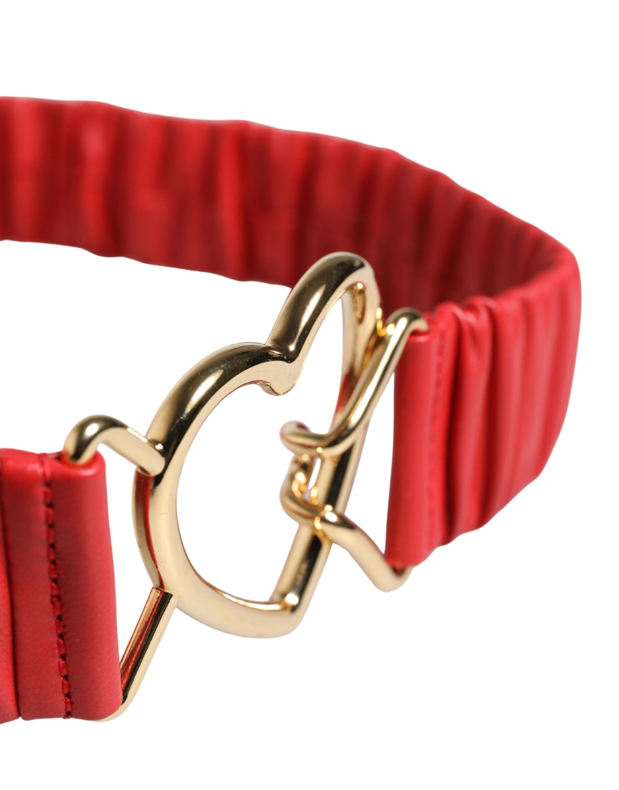 Dolce & Gabbana Roter Ledergürtel mit goldenem Herz-Metallverschluss