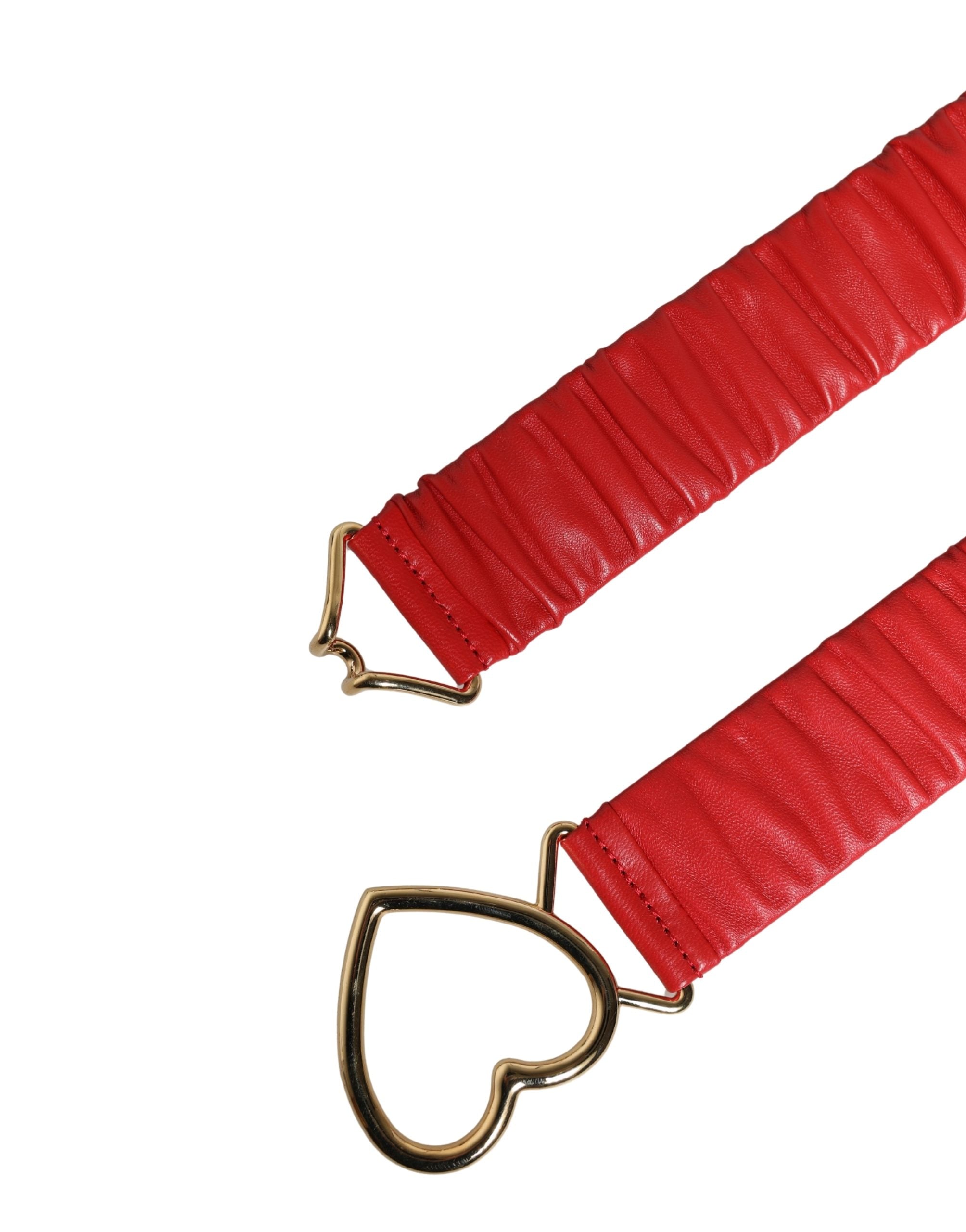 Dolce & Gabbana Roter Ledergürtel mit goldenem Herz-Metallverschluss