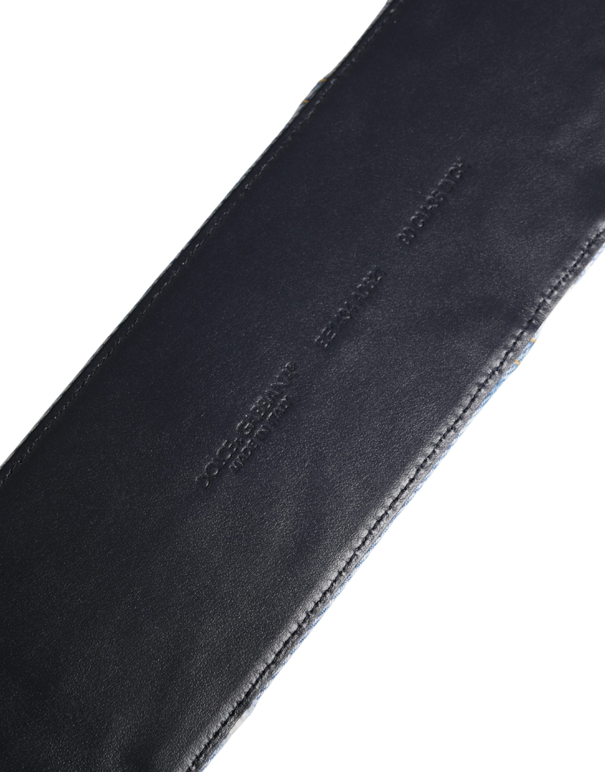 Dolce & Gabbana Blauer Gürtel aus zweifarbigem Denim mit goldener Metallschnalle