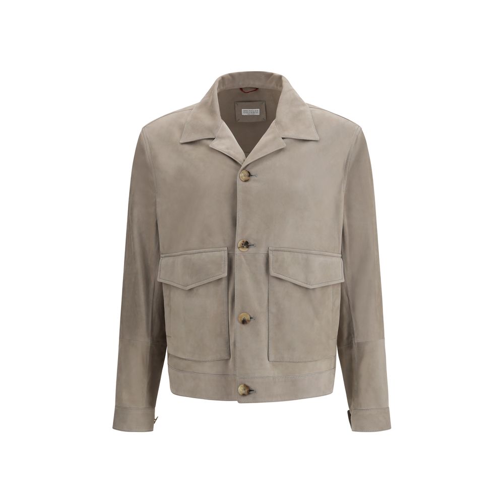 Brunello Cucinelli Zweifarbige Kalbslederjacke Bos Taurus