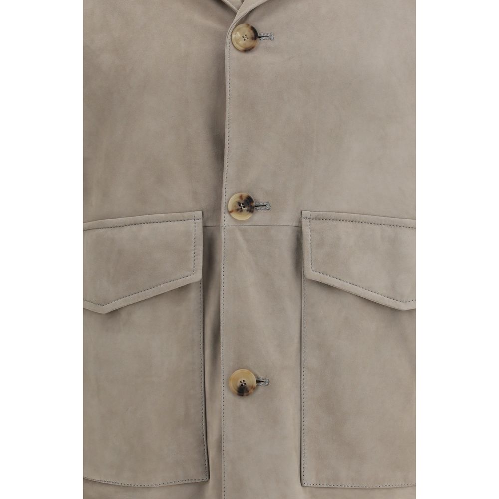 Brunello Cucinelli Zweifarbige Kalbslederjacke Bos Taurus