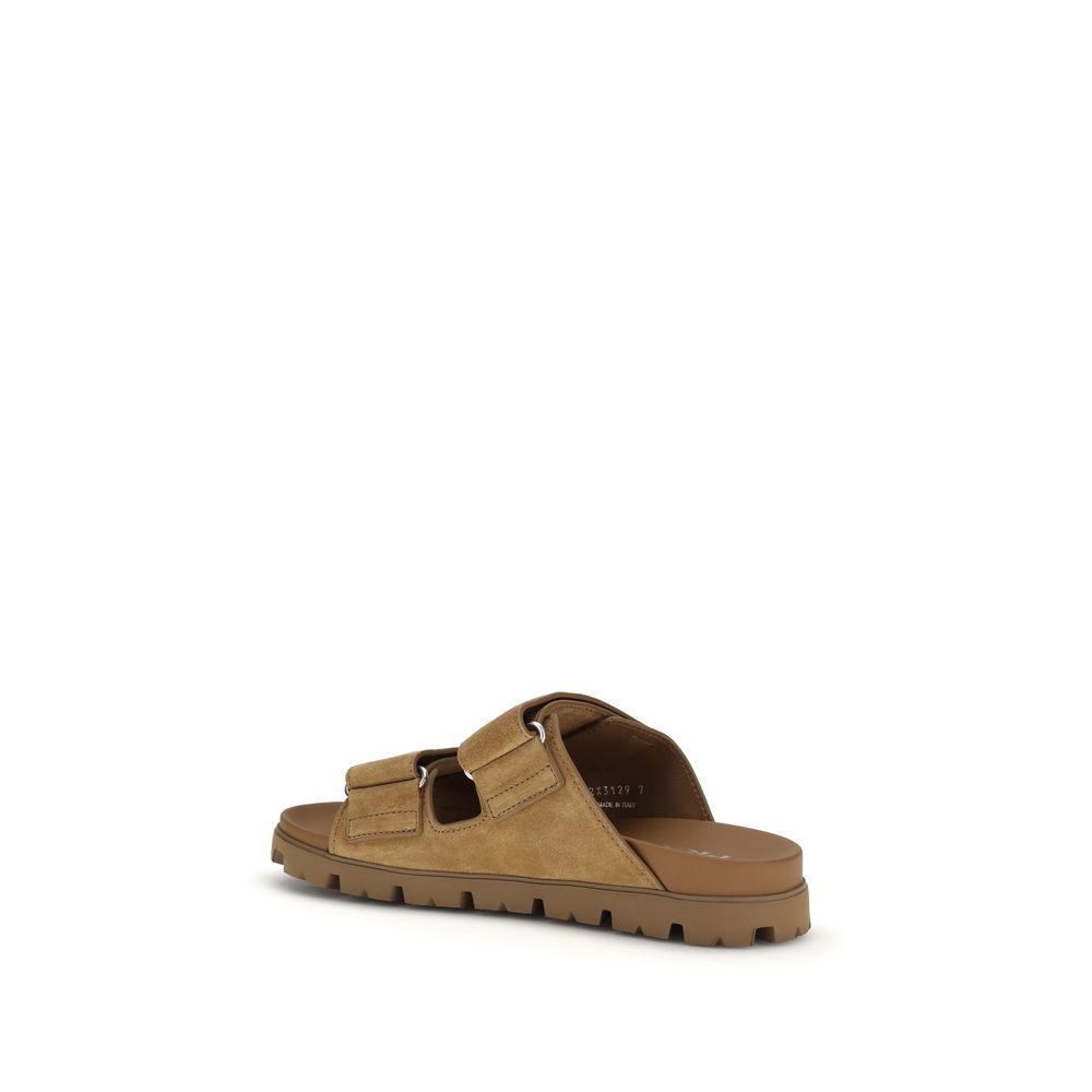 Prada Braune Bos Taurus Kalbsleder-Sandalen mit Riemenverschluss