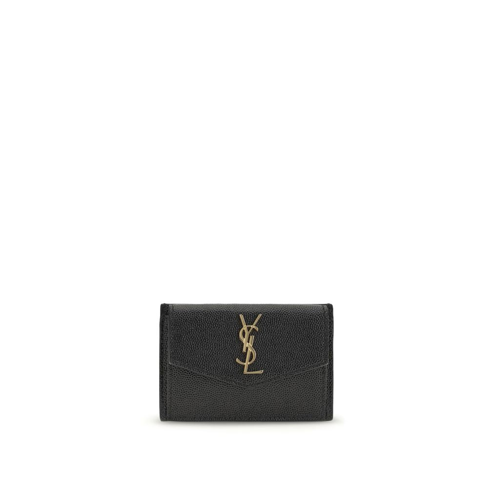 Saint Laurent Schwarzes Kalbsleder Bos Taurus Portemonnaie