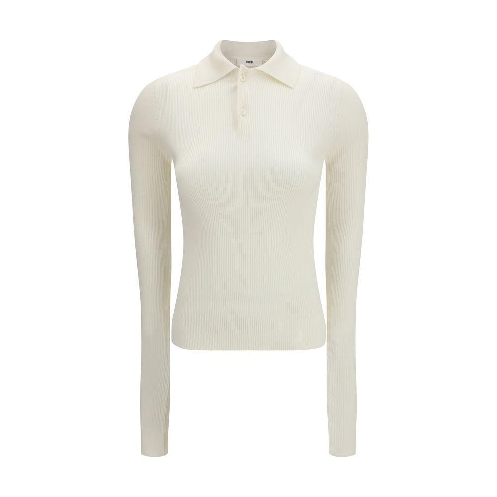 RIER Weißes Poloshirt aus Seide