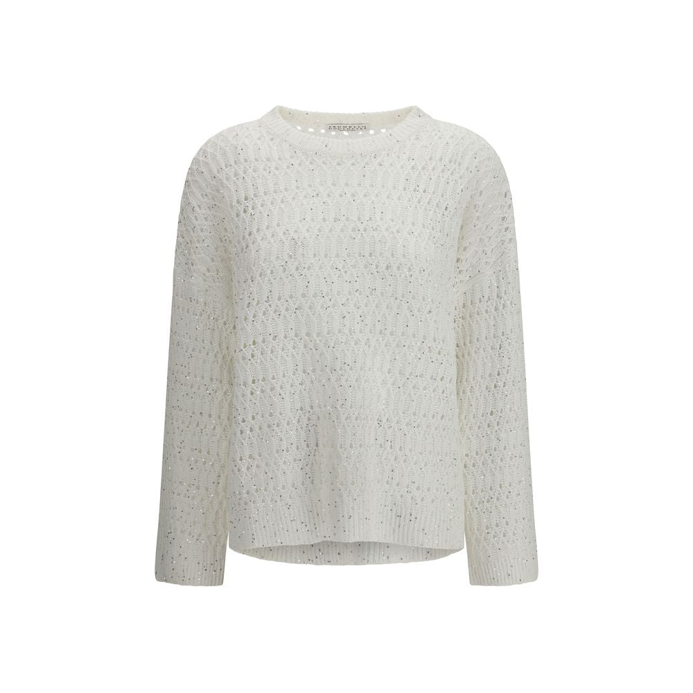 Brunello Cucinelli Weißes Seiden-Sweatshirt
