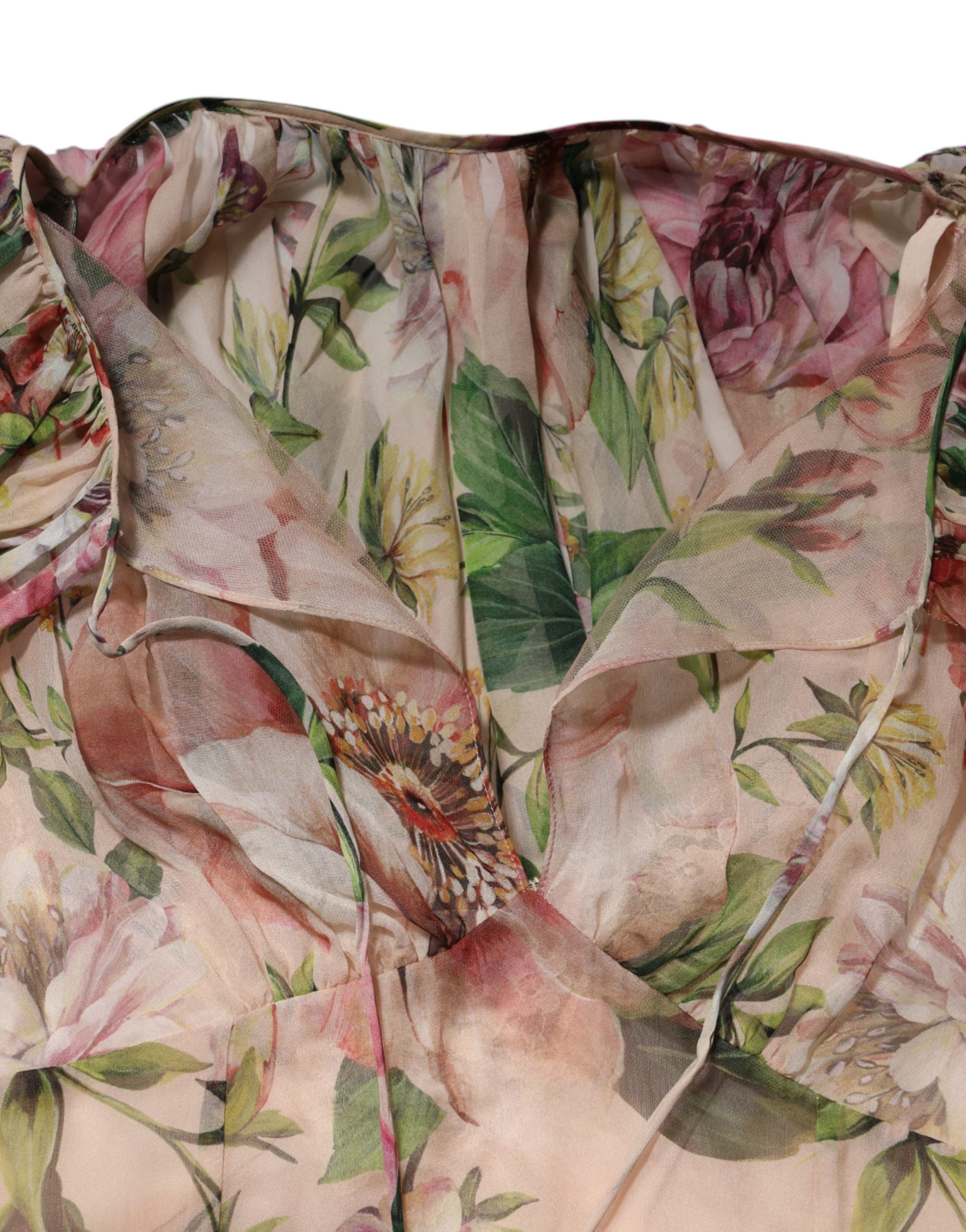 Dolce & Gabbana Mehrfarbiges Blumen-Seiden-Maxikleid mit Lagenlook