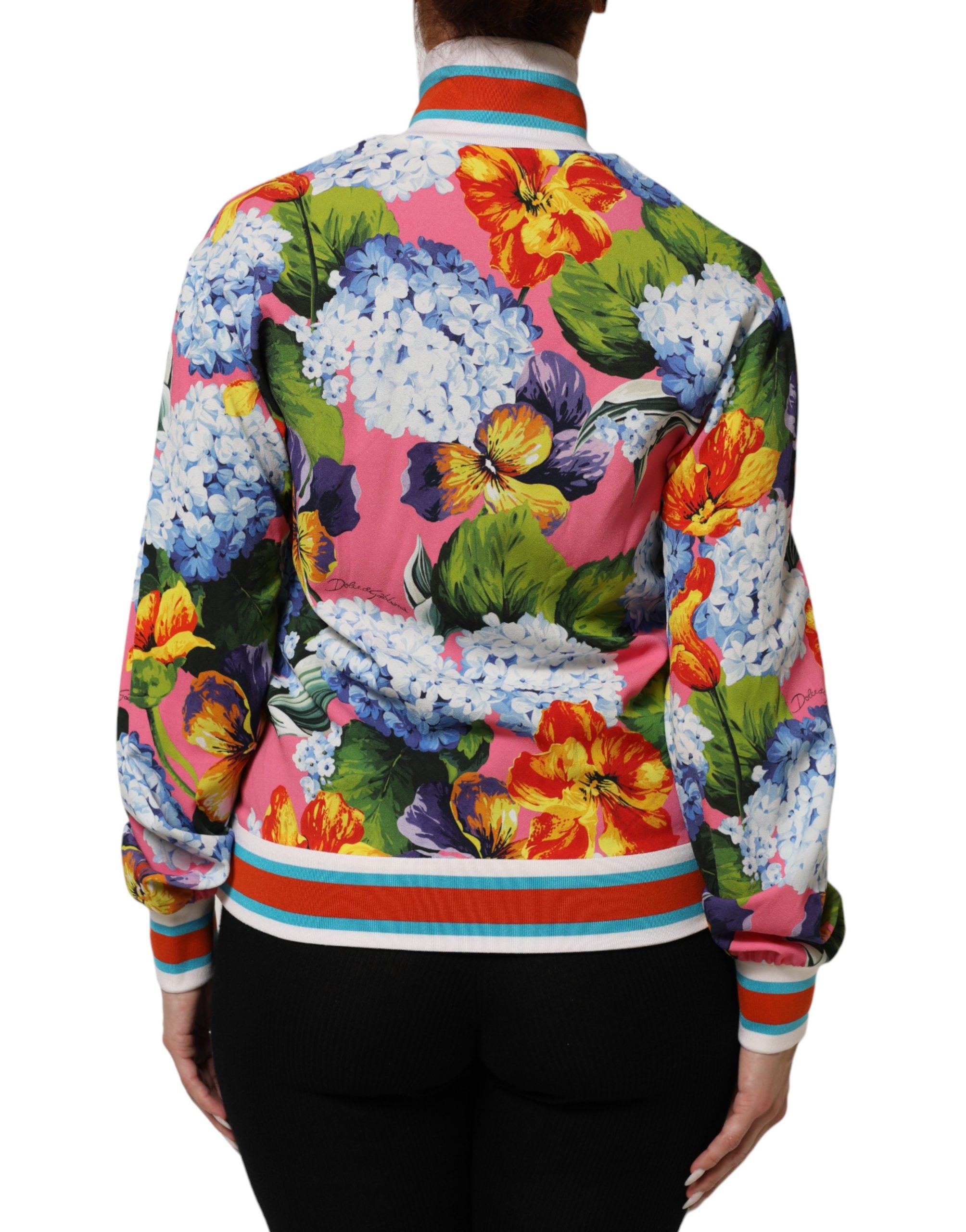 Dolce & Gabbana Mehrfarbige Blumenprint-Strickjacke mit Reißverschluss