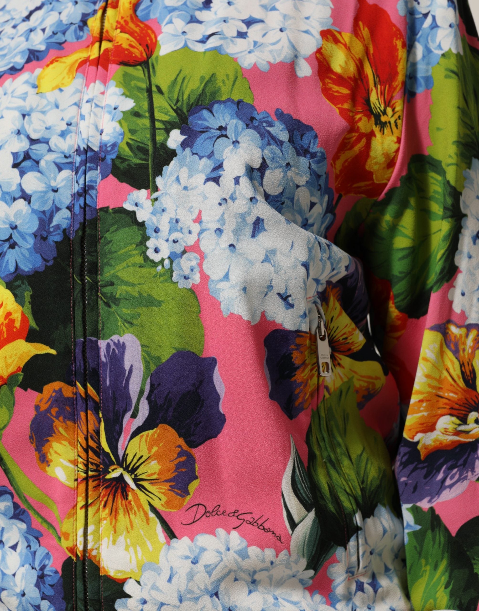 Dolce & Gabbana Mehrfarbige Blumenprint-Strickjacke mit Reißverschluss