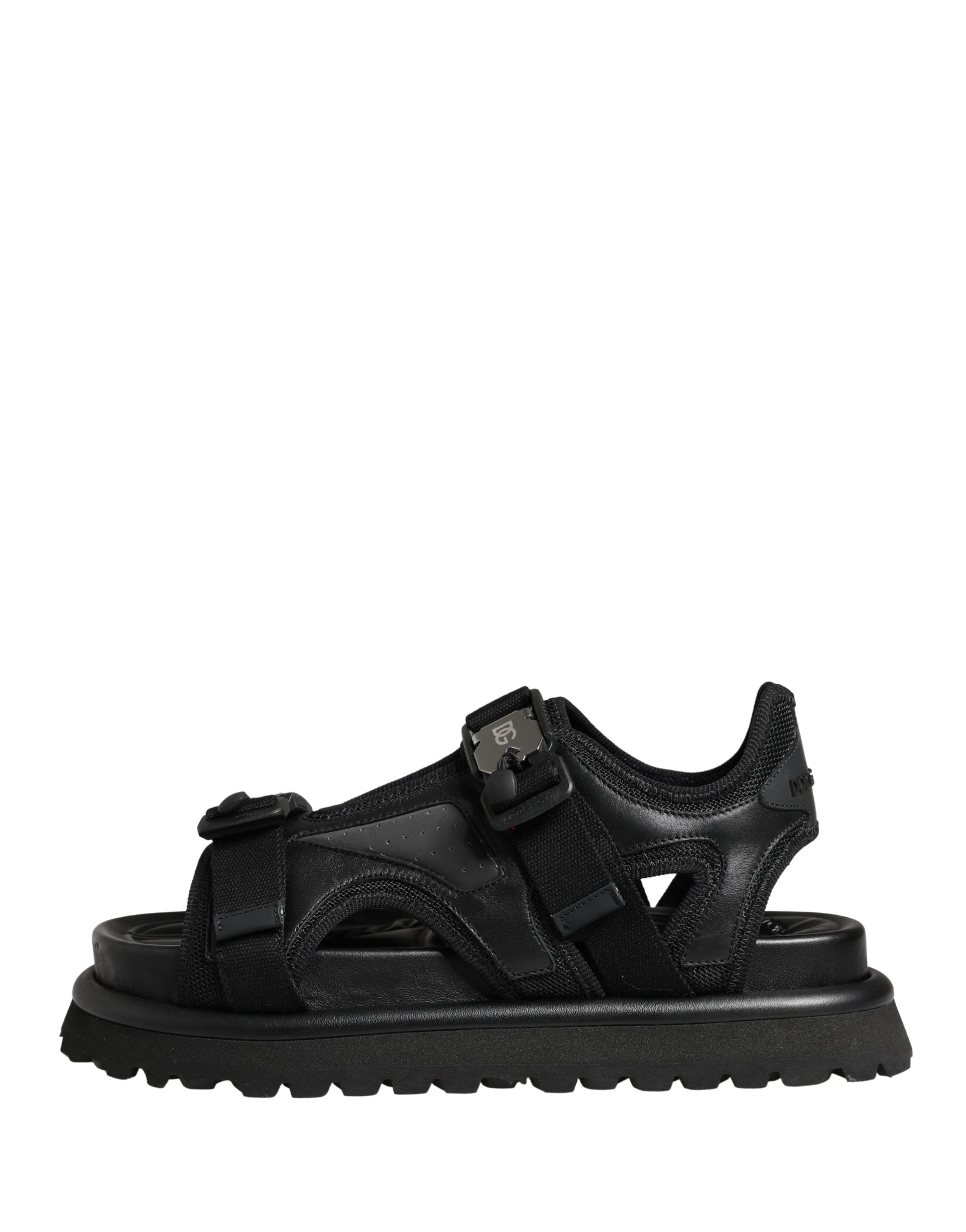 Dolce & Gabbana Schwarze Chunky Sandalen für Herren mit Logo-Details