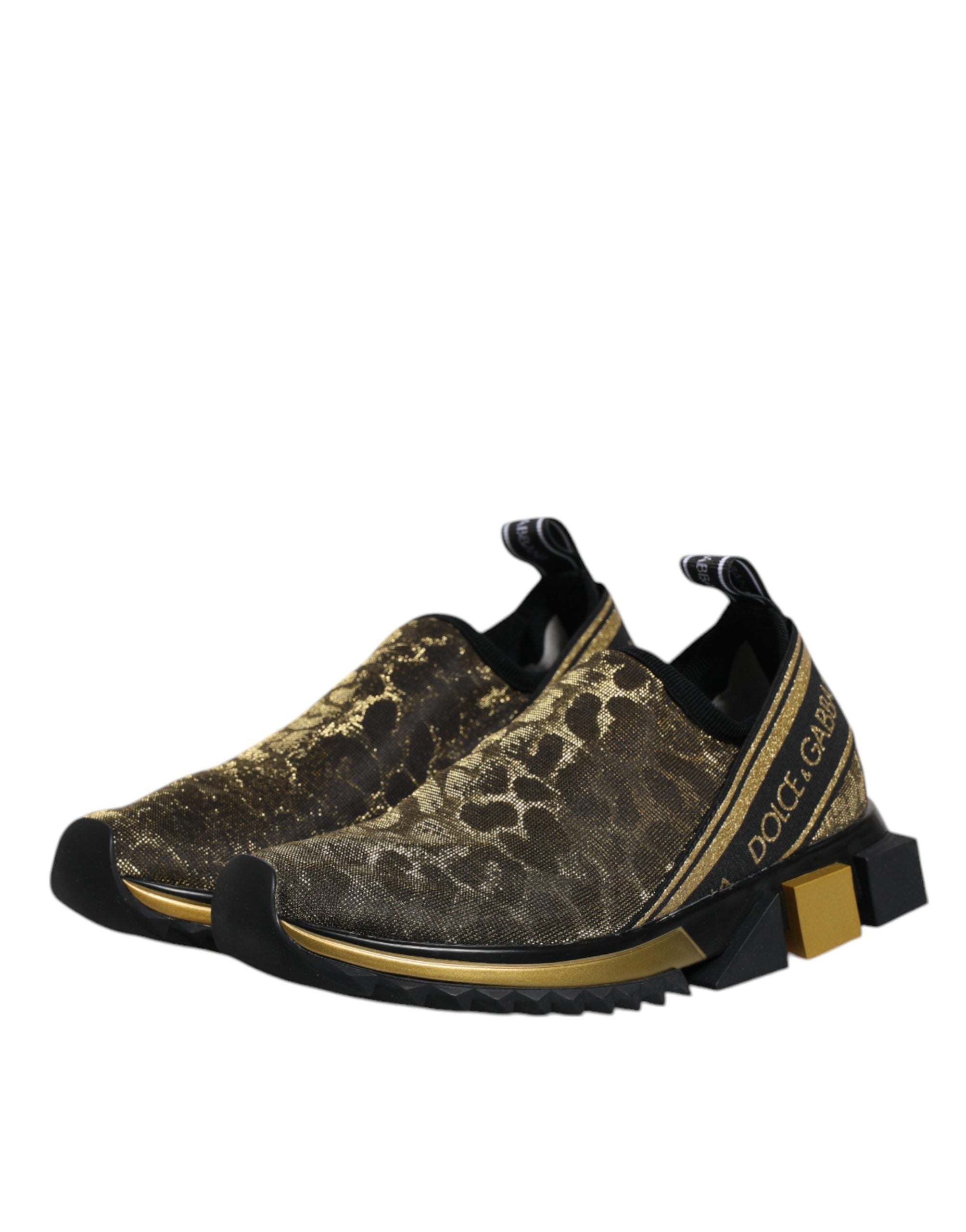 Dolce & Gabbana Goldfarbene Glitzer-Leopard-Sneaker "Sorrento"