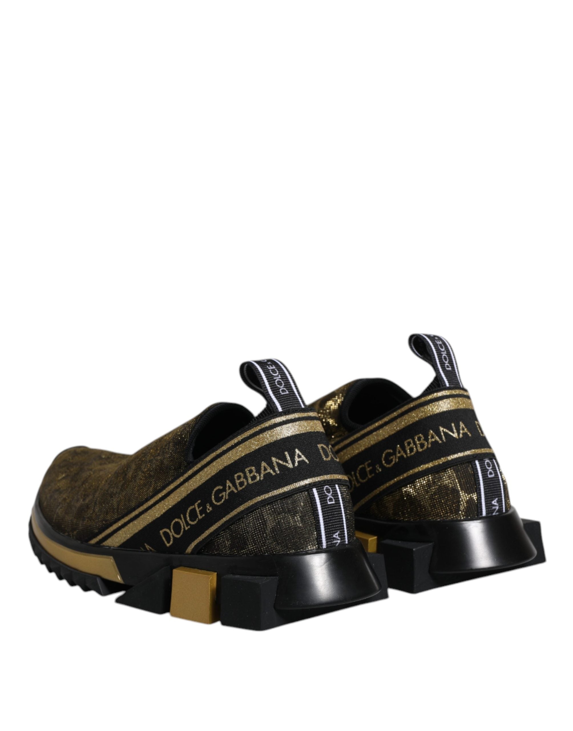 Dolce & Gabbana Goldfarbene Glitzer-Leopard-Sneaker "Sorrento"