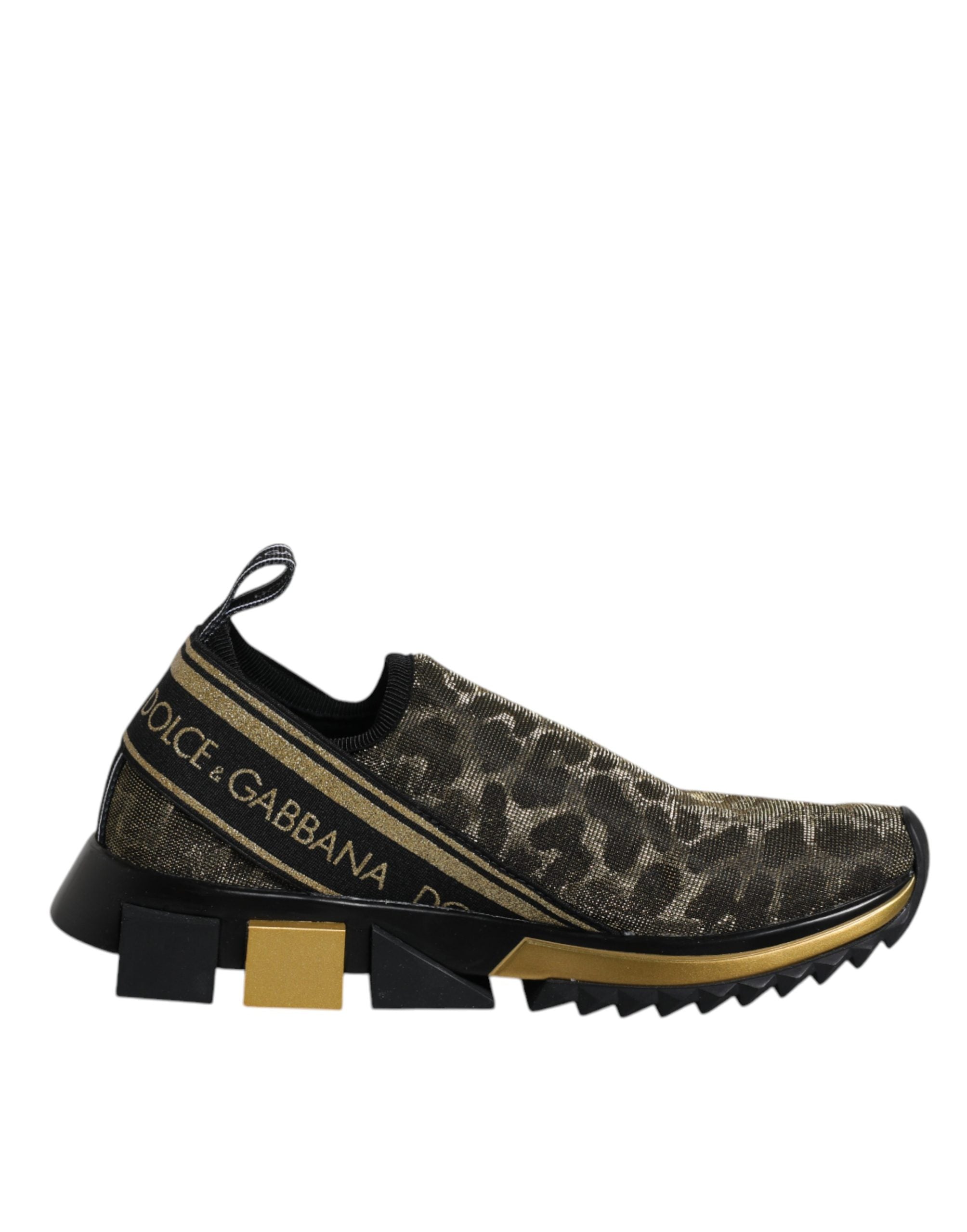 Dolce & Gabbana Goldfarbene Glitzer-Leopard-Sneaker "Sorrento"