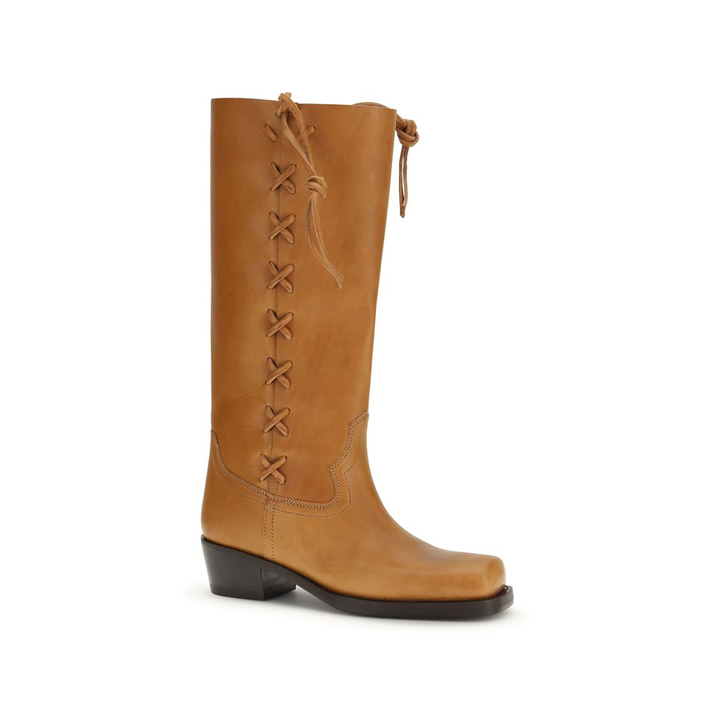 Paris Texas Braune Kalbsleder Bos Taurus Schnürstiefel