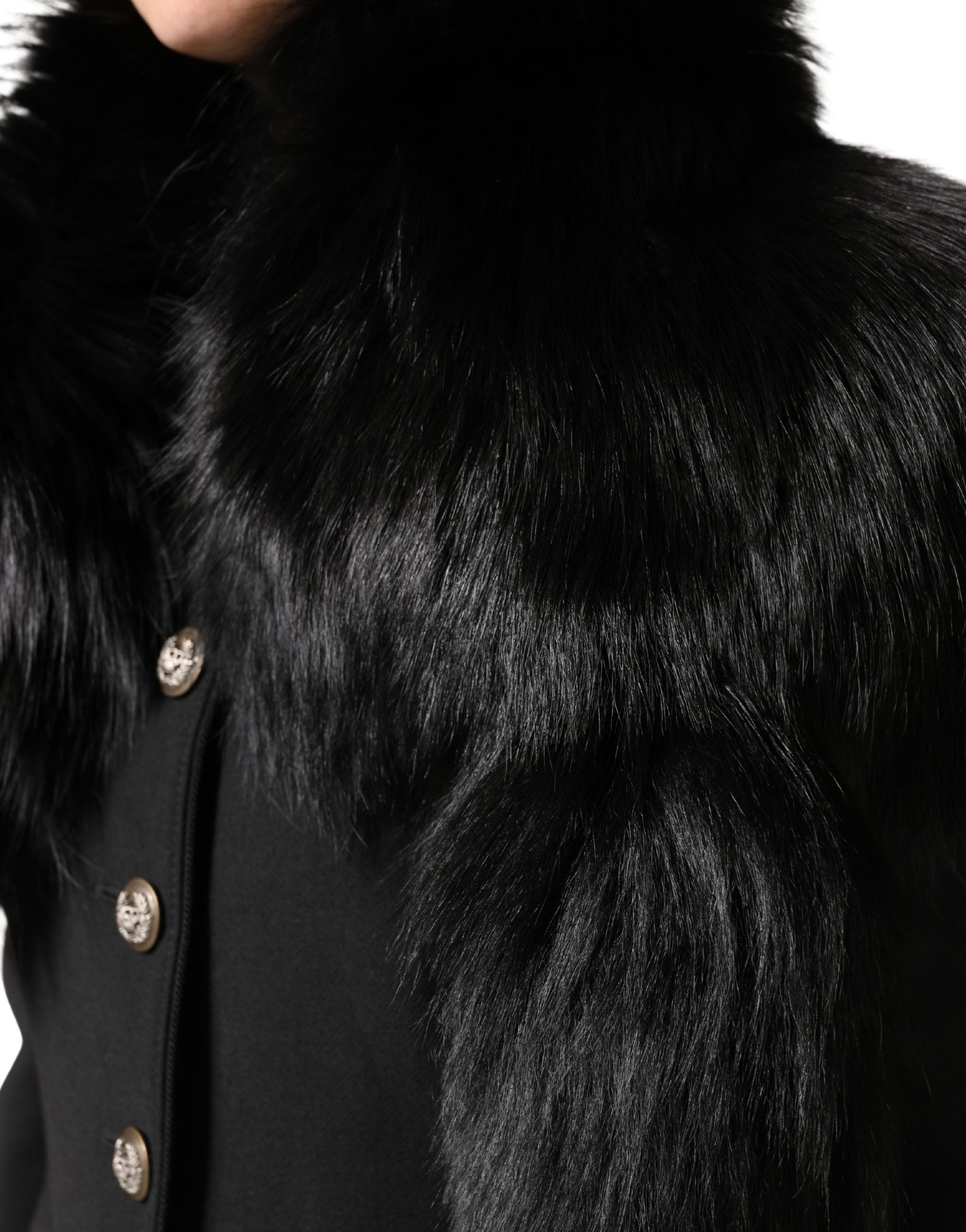 Dolce & Gabbana Schwarzer Fuchs Pelz Halswärmer Winterschal