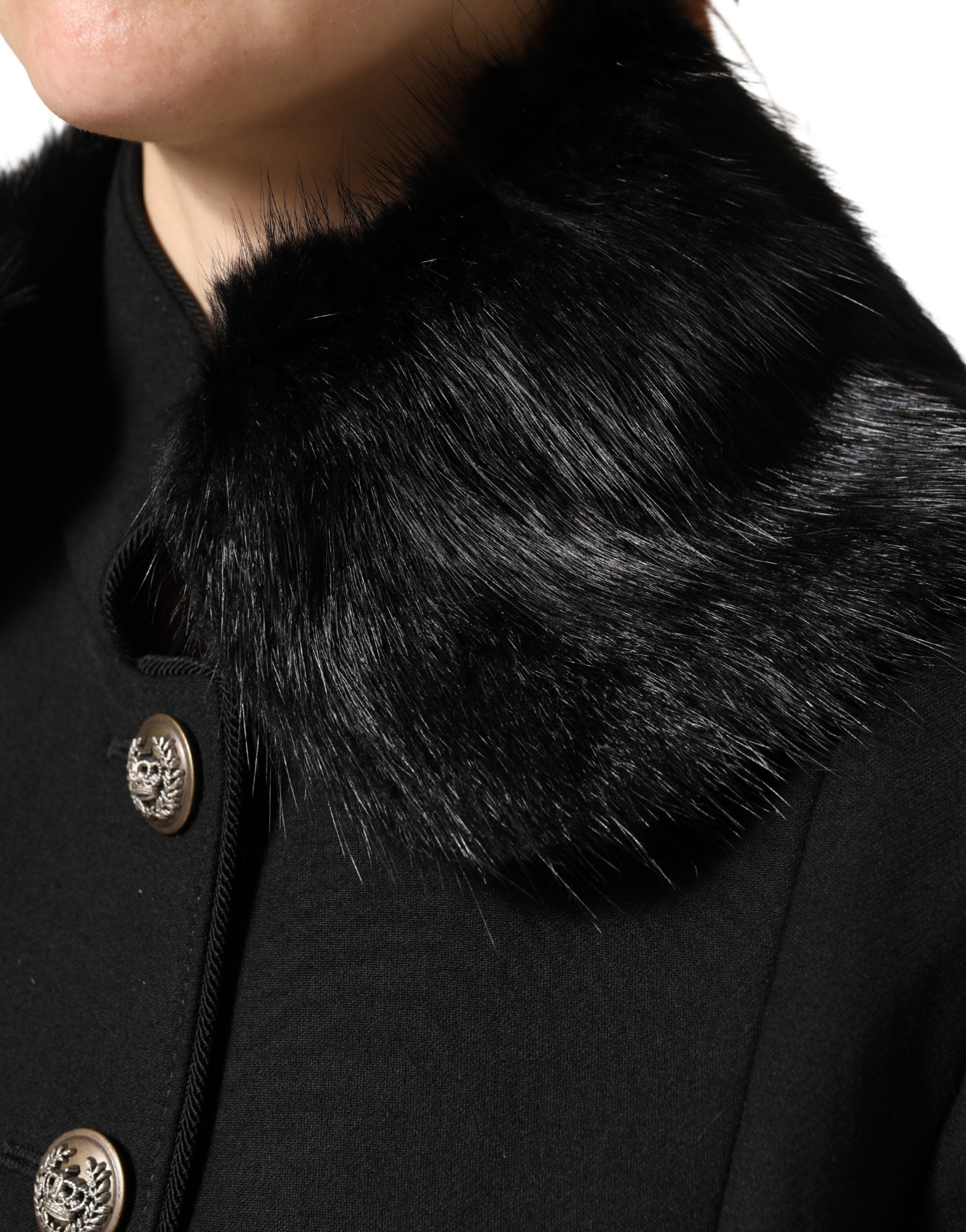 Dolce & Gabbana Schwarzer Pelzschal Hals Wrap Cover Kragenschal
