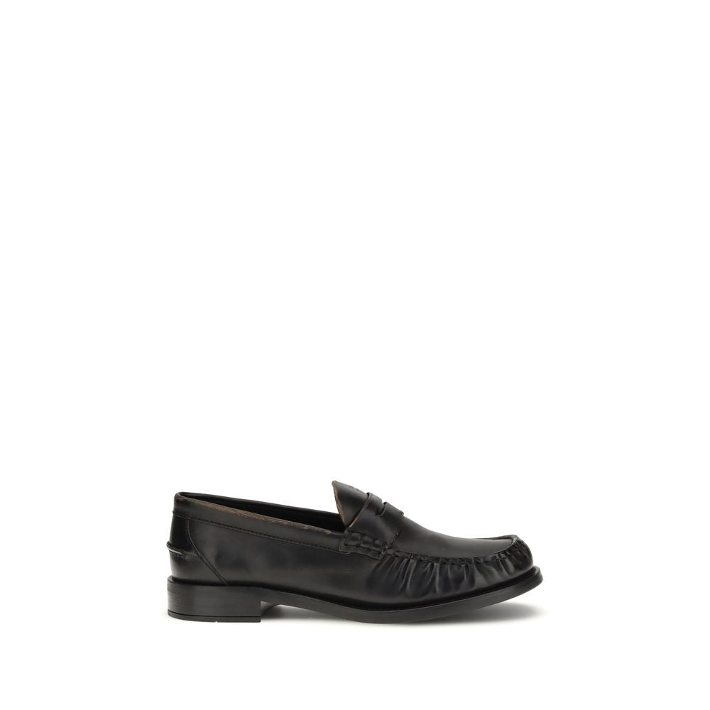 Prada Schwarze "Bos Taurus" Kalbsleder Loafer zum Hineinschlüpfen