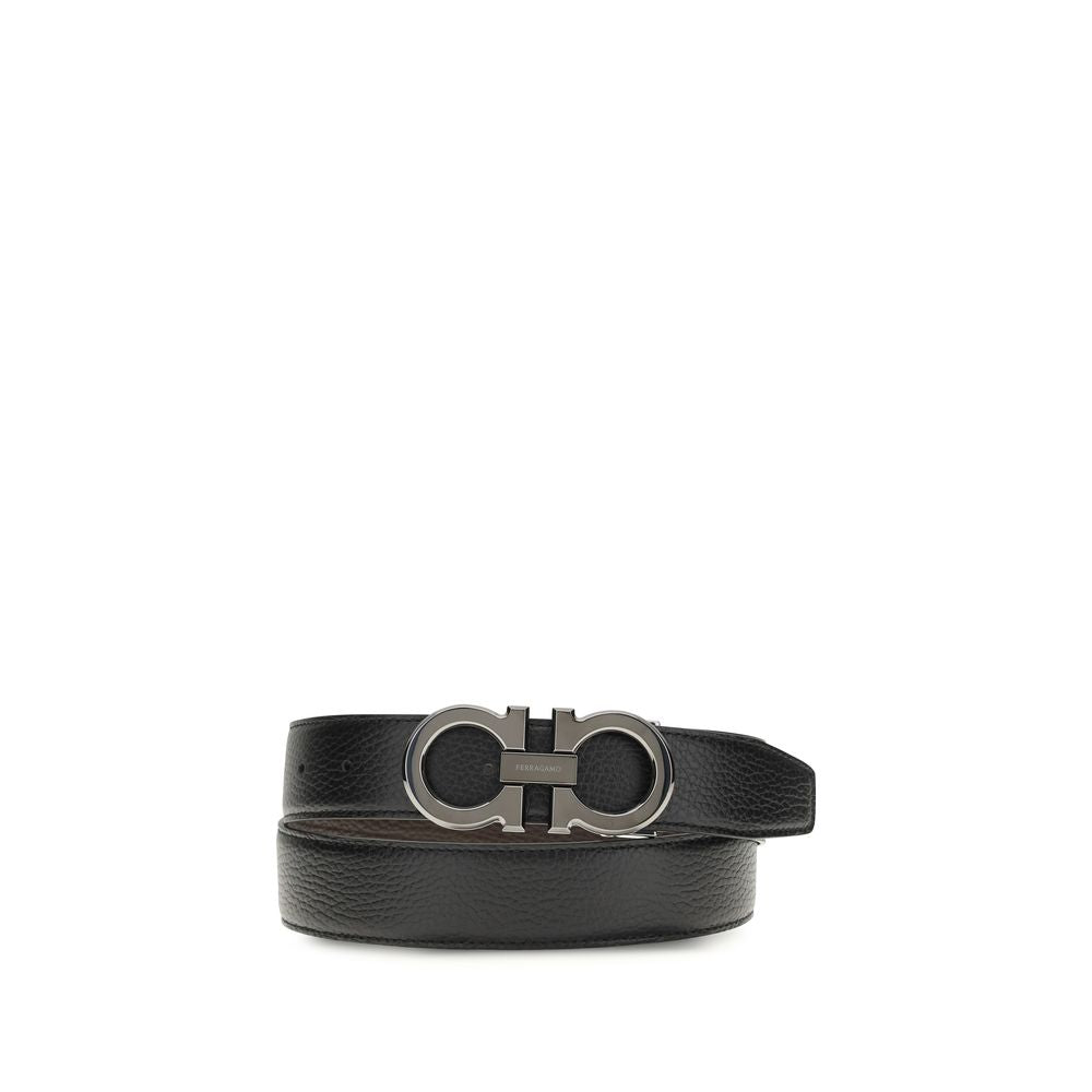 Ferragamo Schwarzer Kalbsleder Bos Taurus Regular Gürtel