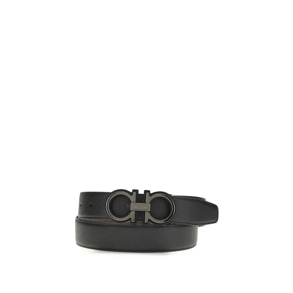 Ferragamo Schwarzer Kalbsleder Bos Taurus Regular Gürtel