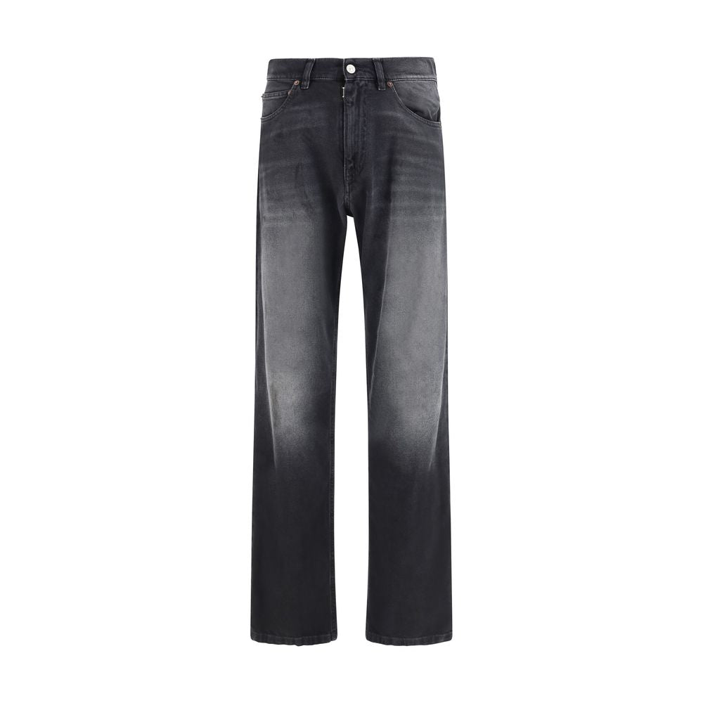 MM6 Schwarze Baumwoll-Jeans mit geradem Bein