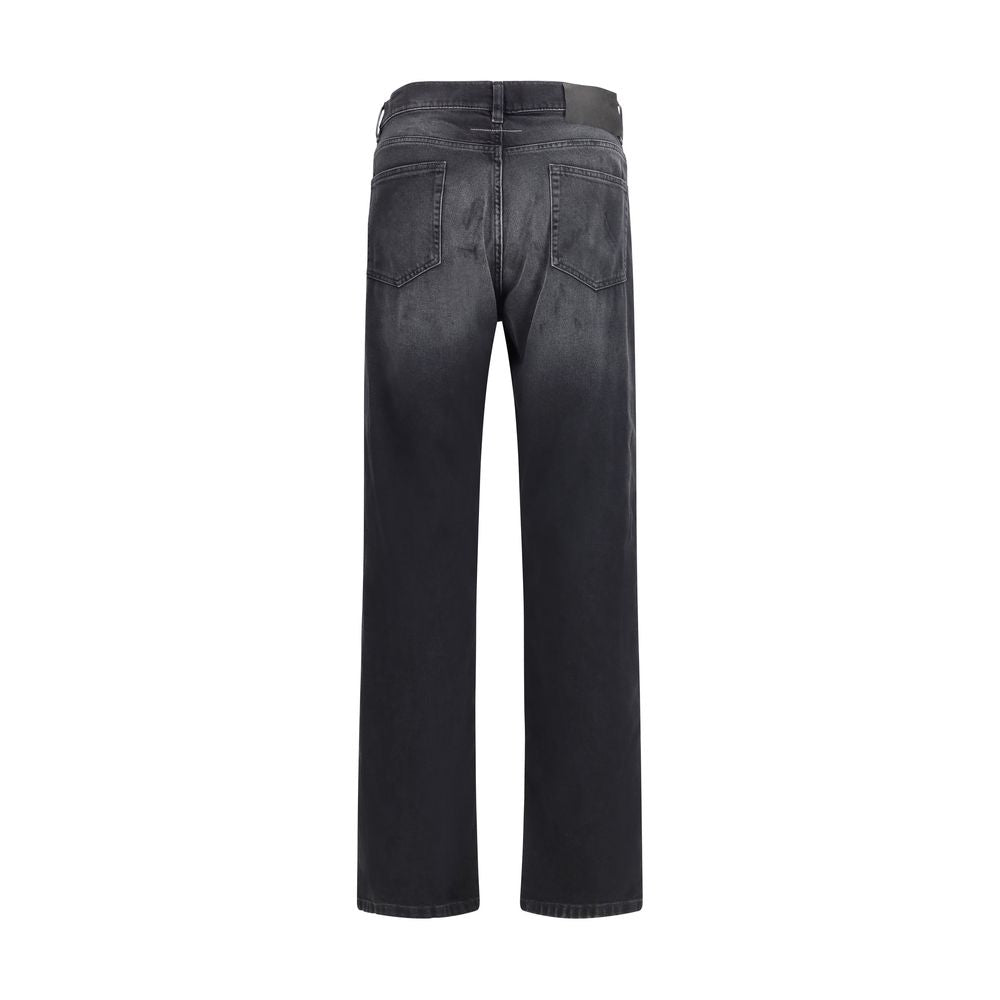 MM6 Schwarze Baumwoll-Jeans mit geradem Bein