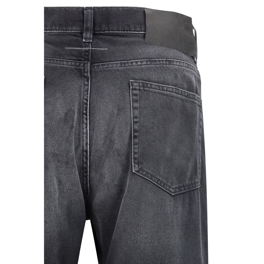 MM6 Schwarze Baumwoll-Jeans mit geradem Bein