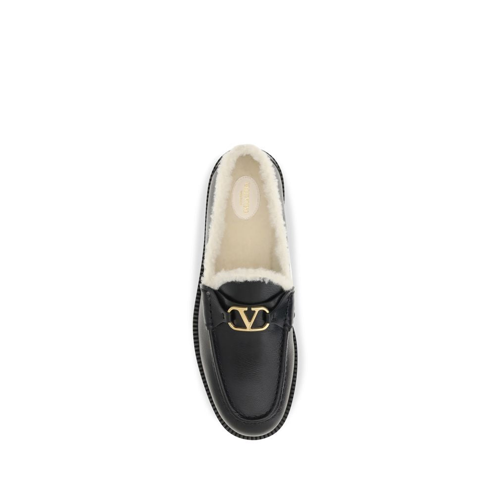 Valentino Garavani Schwarze "Bos Taurus" Kalbsleder Loafer zum Hineinschlüpfen