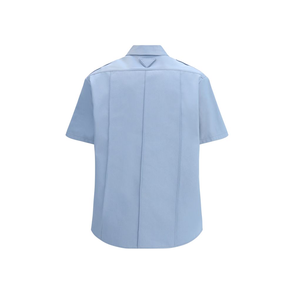 Prada Blaues Baumwoll-Kurzarmhemd