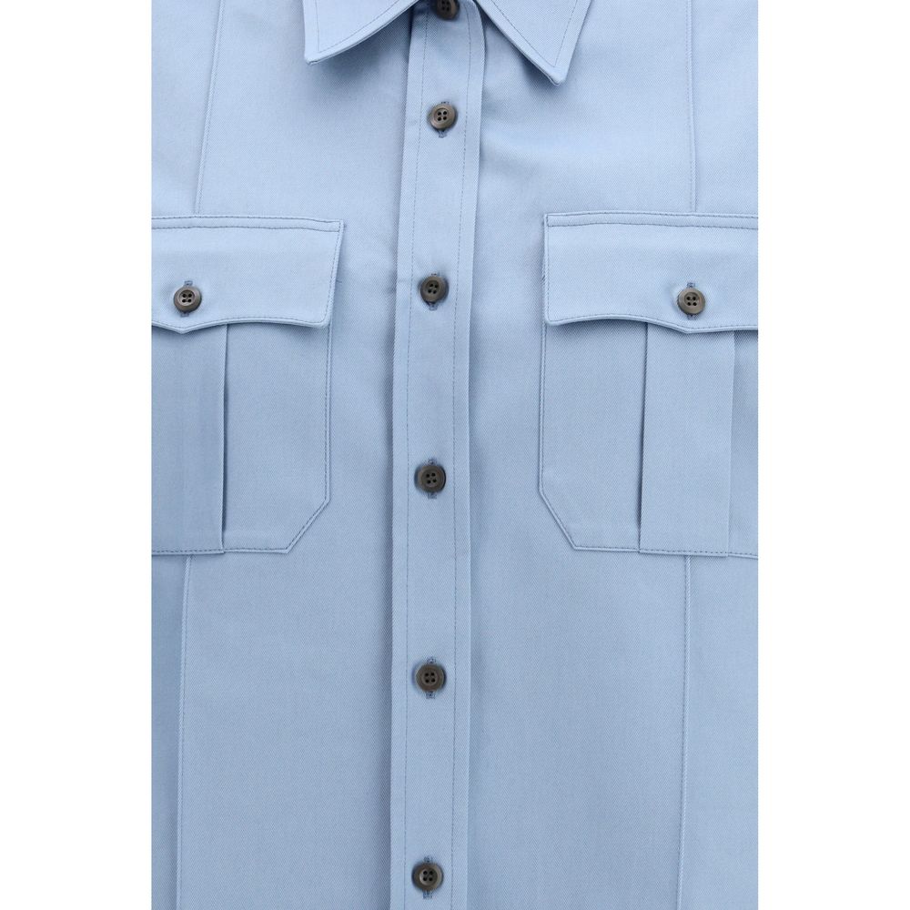 Prada Blaues Baumwoll-Kurzarmhemd