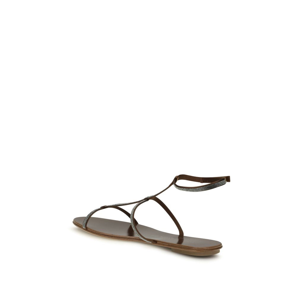 Pedro García Braune Bos Taurus Kalbsleder-Sandalen mit Riemenverschluss
