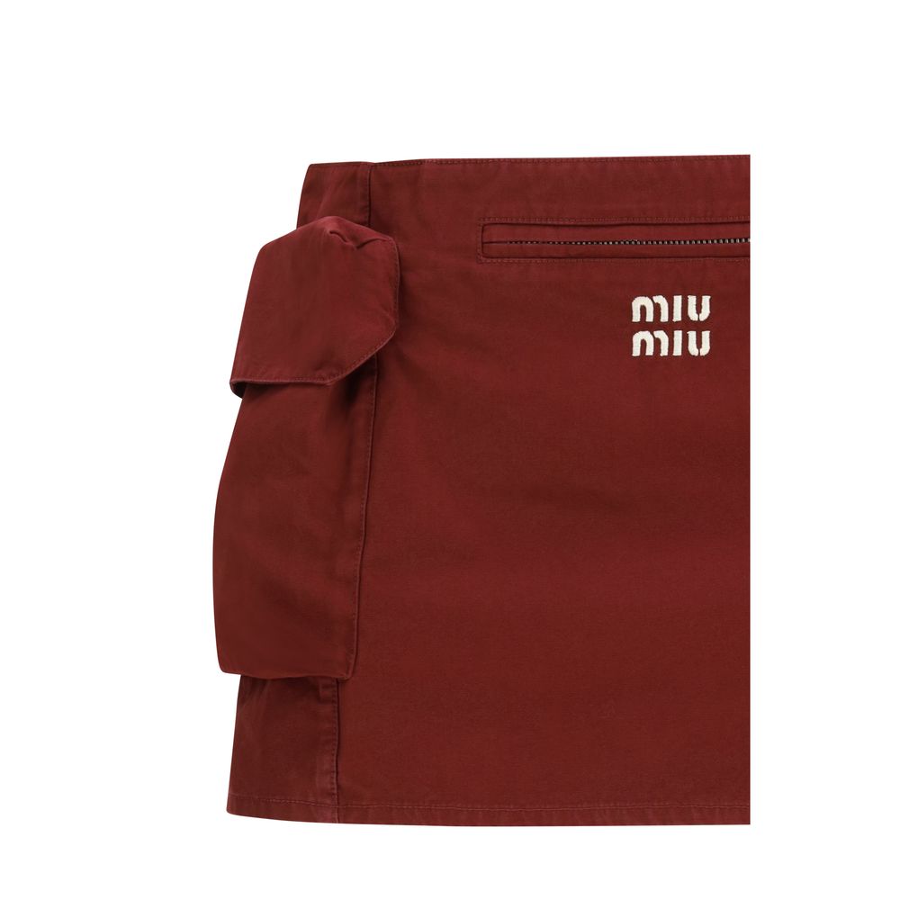 Miu Miu Minirock aus Baumwolle in Bordeaux