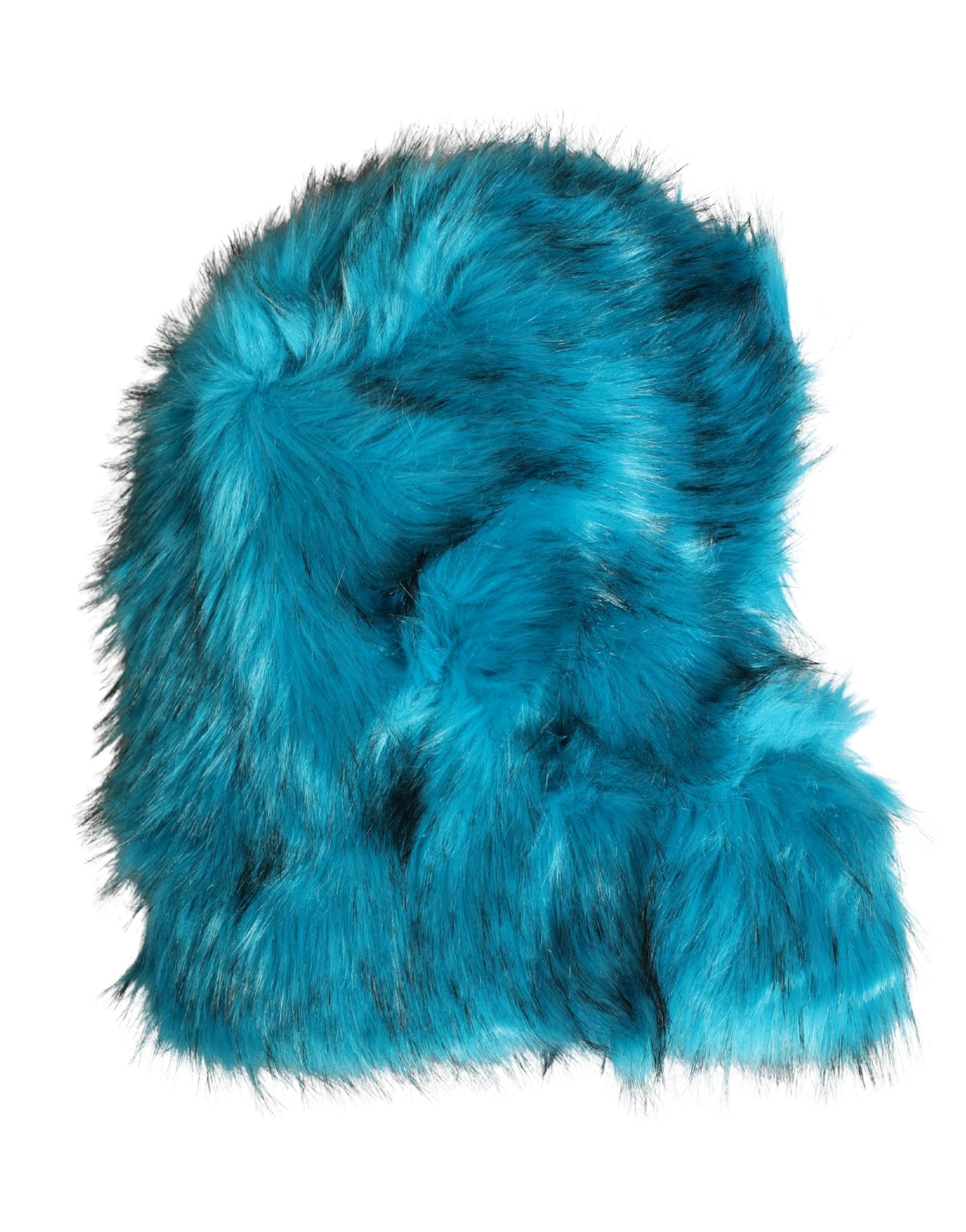 Dolce & Gabbana Blaue Modacryl-Pelz-Damen-Bucket-Capello-Mütze