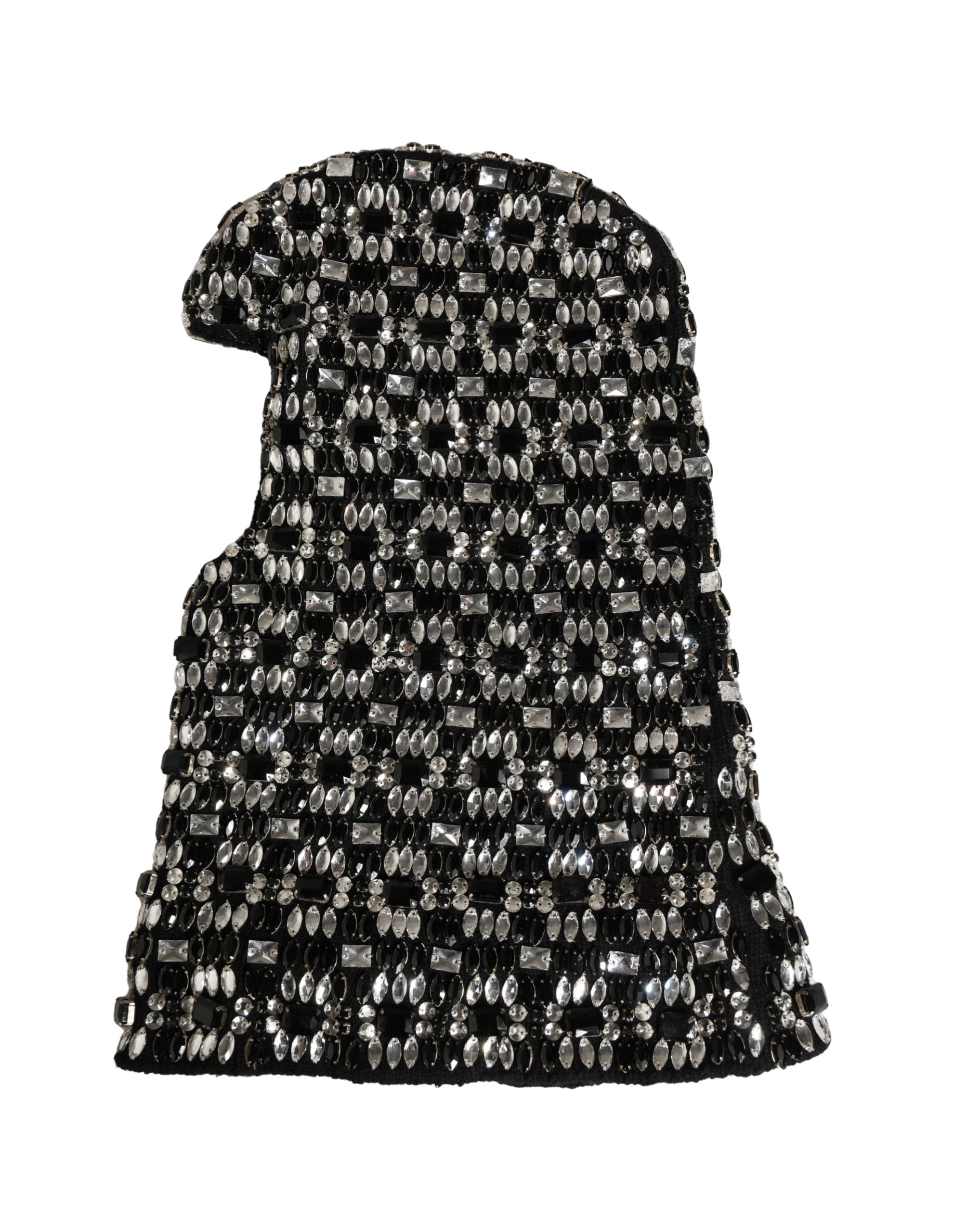 Dolce & Gabbana Schwarze Woll-Sturmhaube mit Kristallbesatz
