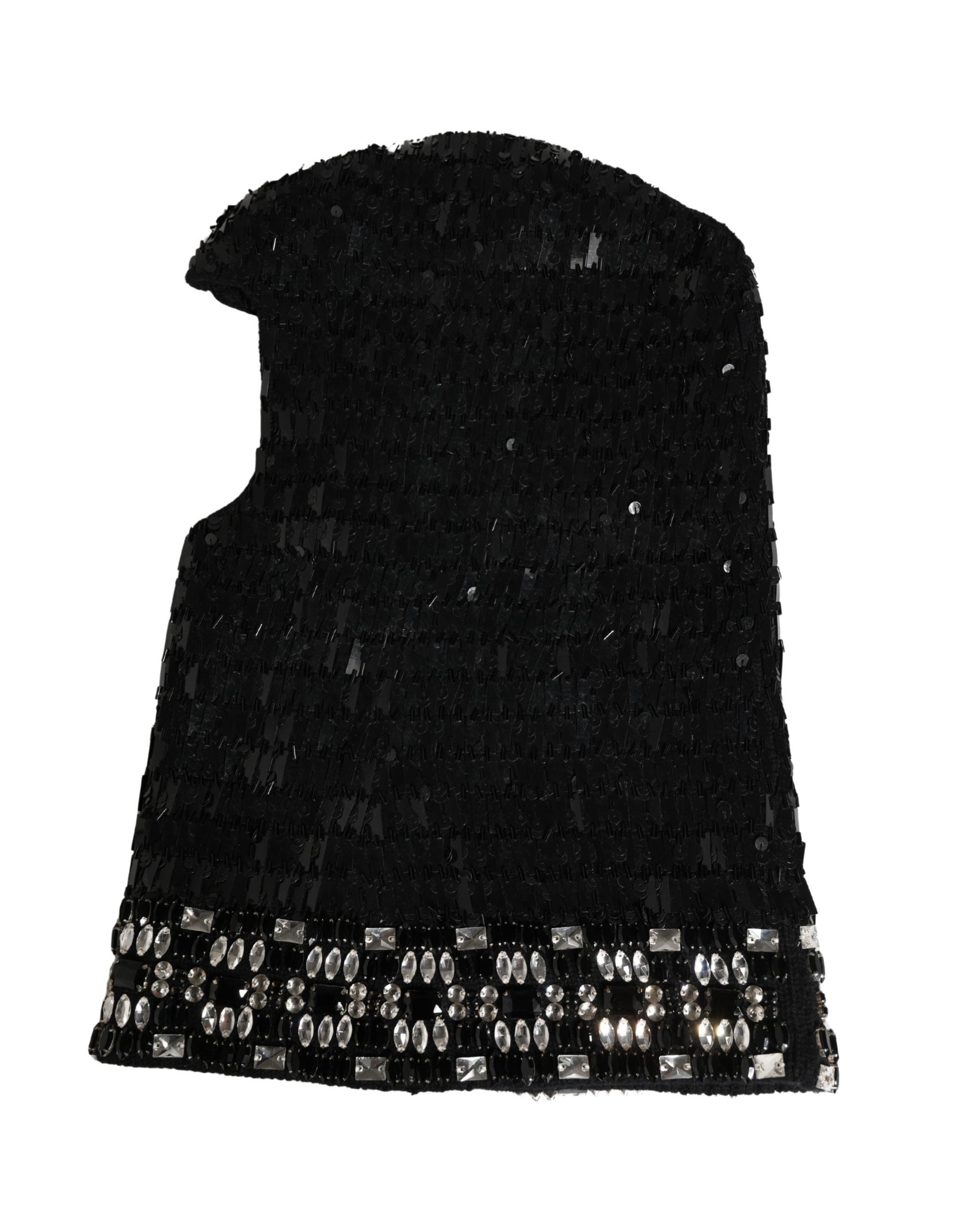Dolce & Gabbana Schwarze Woll-Sturmhaube mit Kristallbesatz