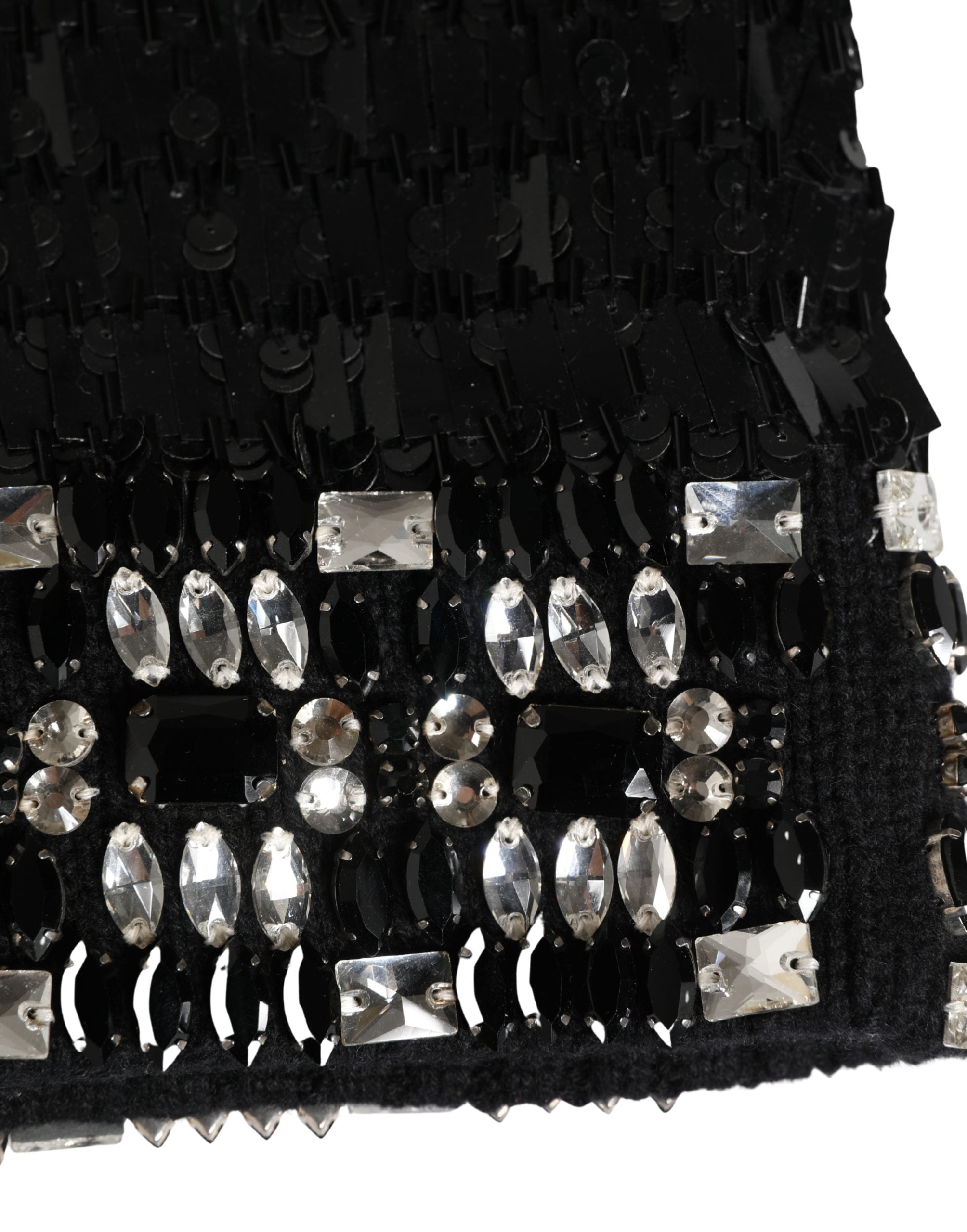 Dolce & Gabbana Schwarze Woll-Sturmhaube mit Kristallbesatz