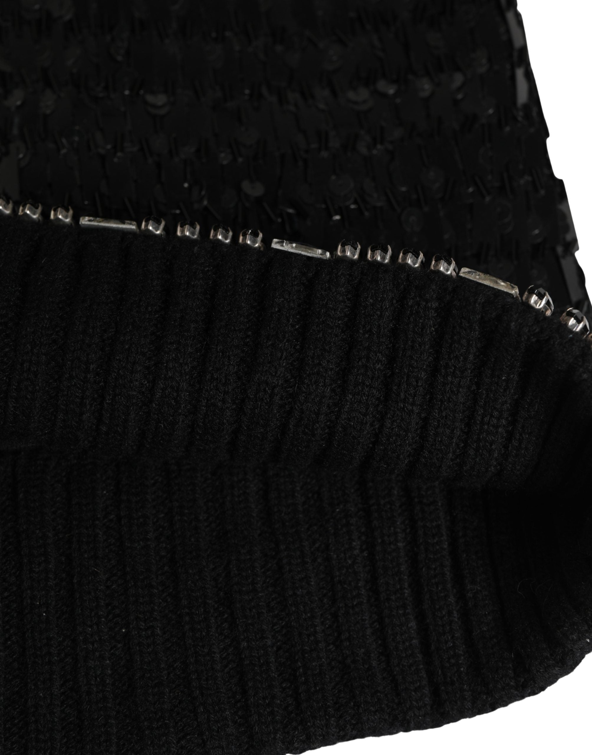 Dolce & Gabbana Schwarze Woll-Sturmhaube mit Kristallbesatz
