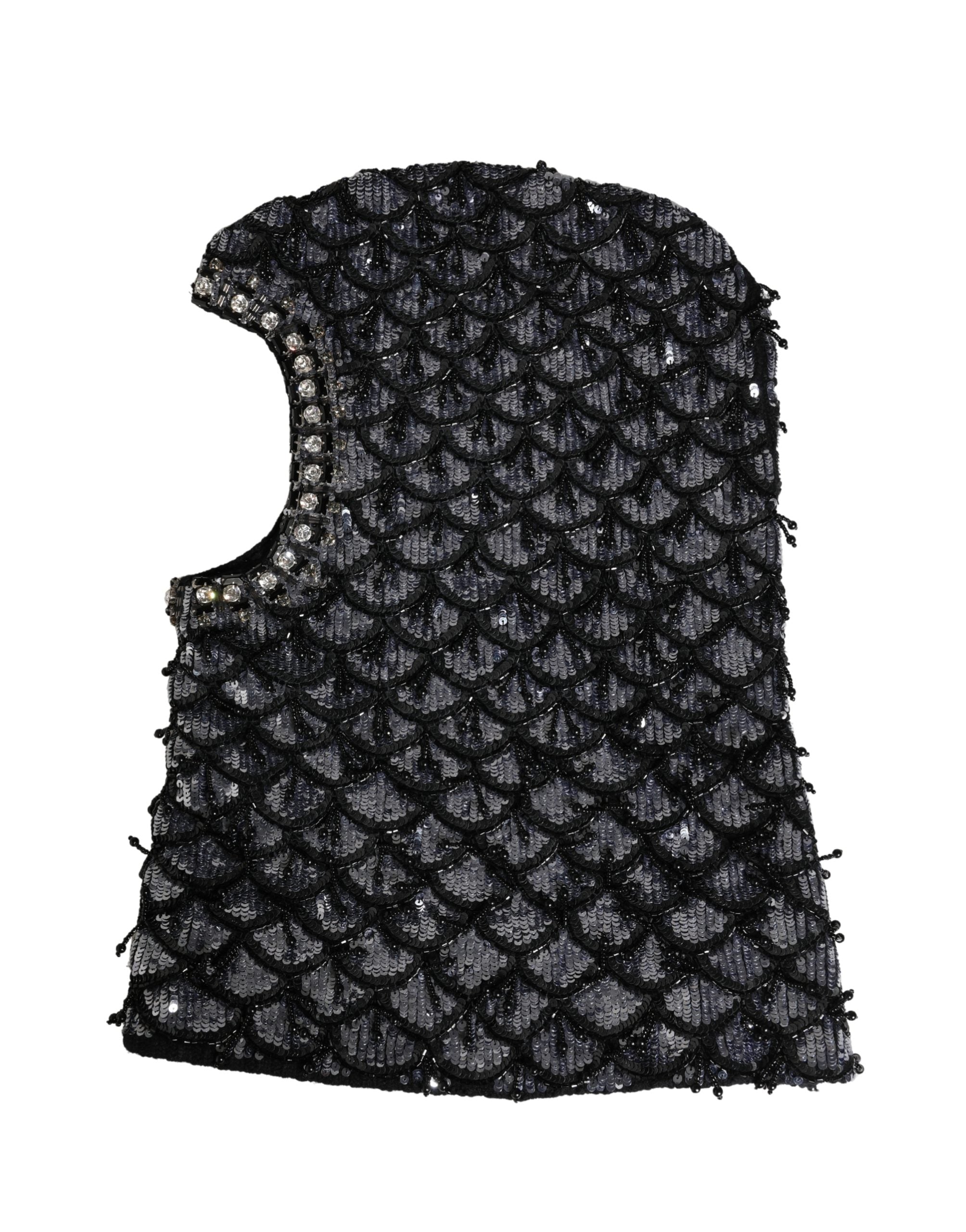 Dolce & Gabbana Schwarze Woll-Sturmhaube mit Kristallbesatz