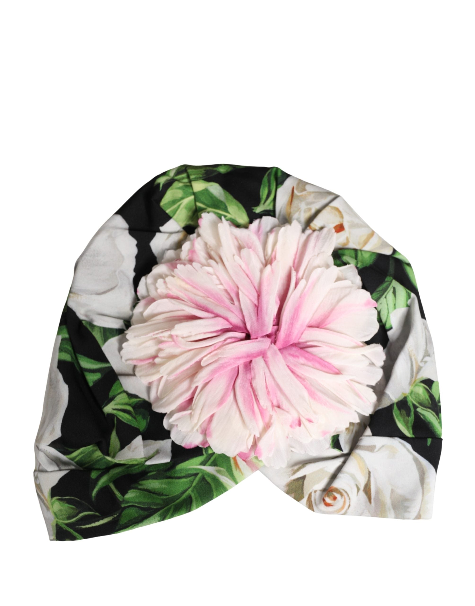Dolce & Gabbana Schwarzer Turban mit Blumenmotiv für Damen