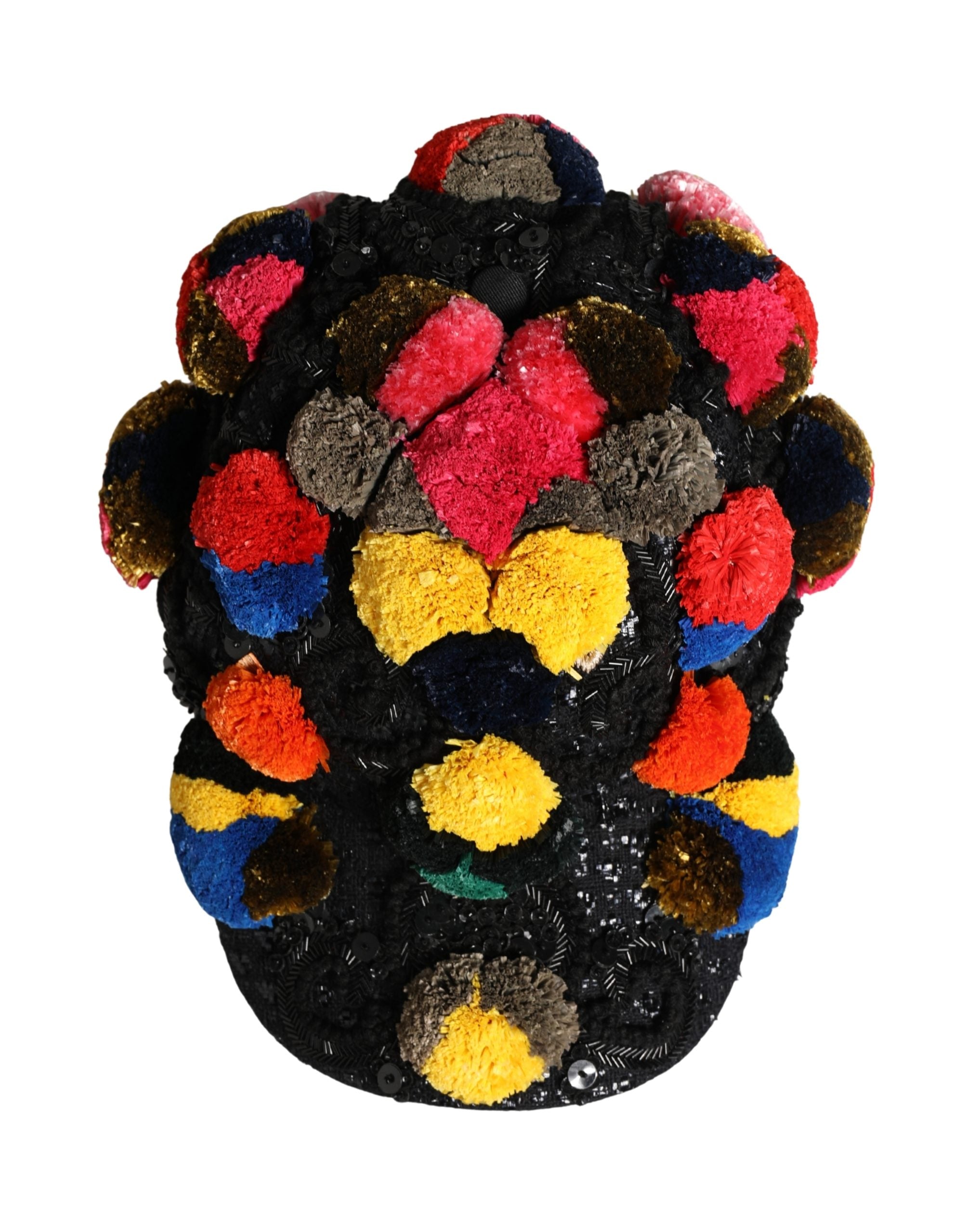 Dolce & Gabbana Hut mit mehrfarbigen Bommeln und Paillettenbesatz