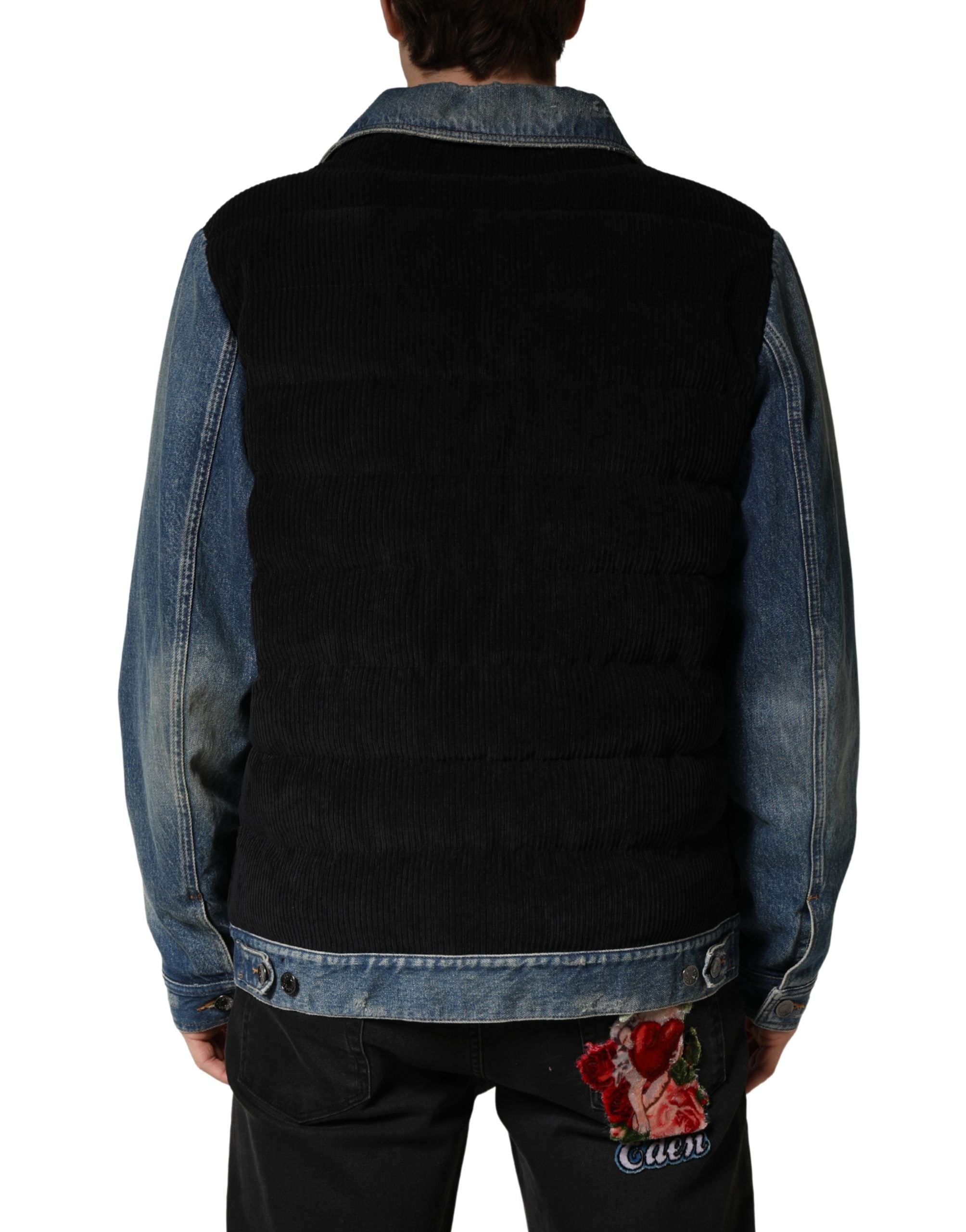 Dolce & Gabbana Schwarze blaue Baumwoll-Denim-Blouson-Jacke für Herren