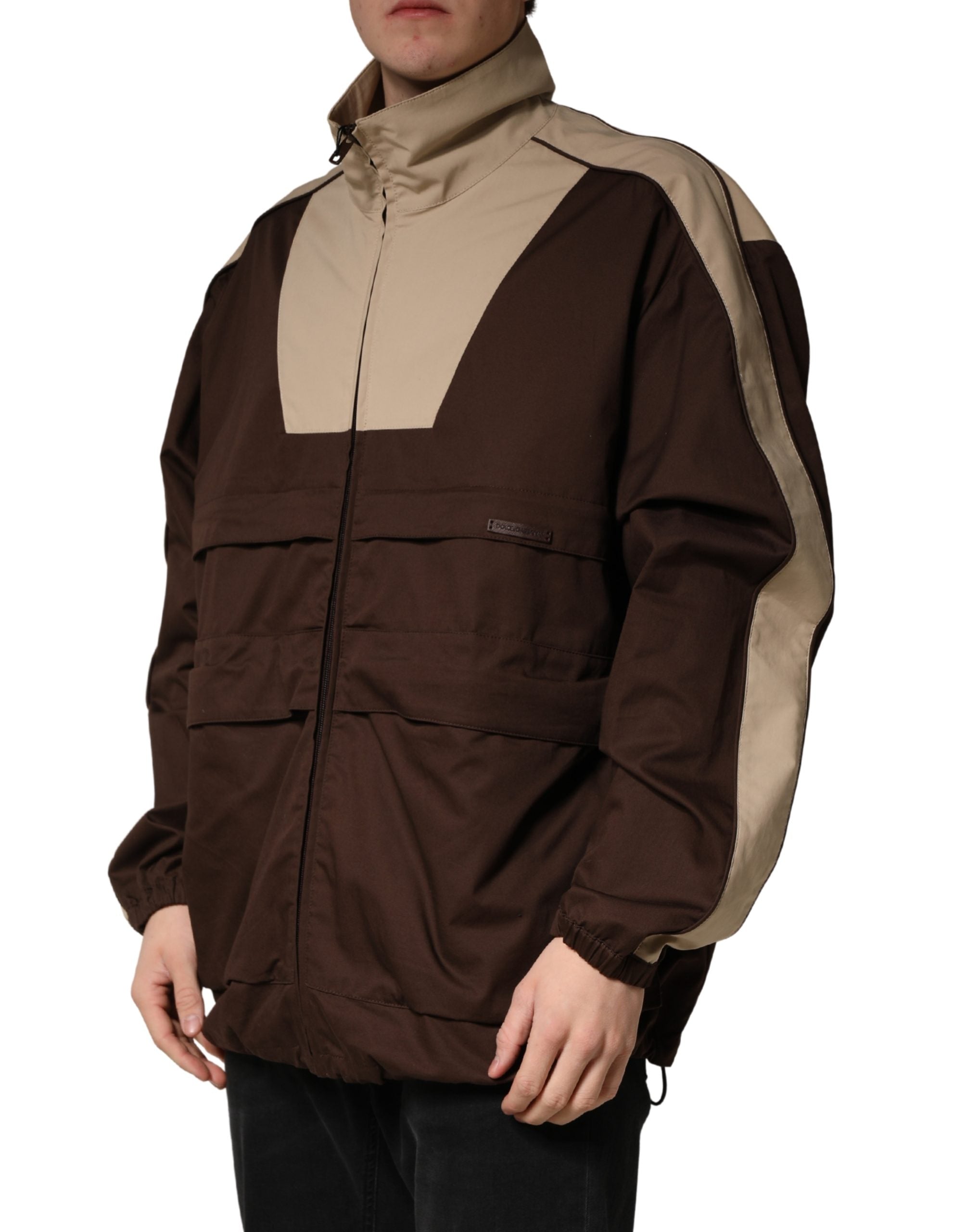 Dolce & Gabbana Brauner Beige Baumwoll-Reißverschluss-Windbreaker