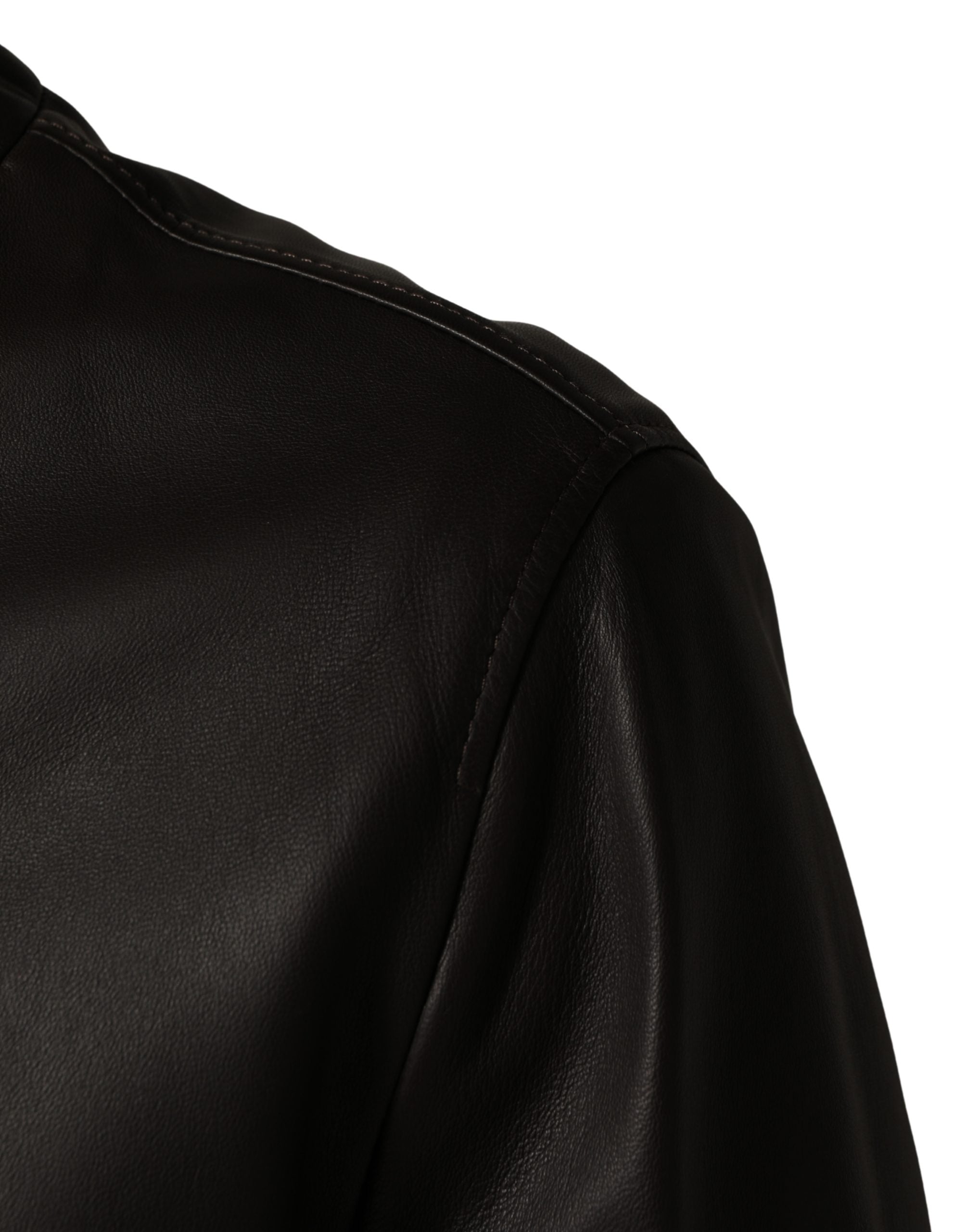 Dolce & Gabbana Schwarze Lammleder Leder Reißverschluss Bikerjacke