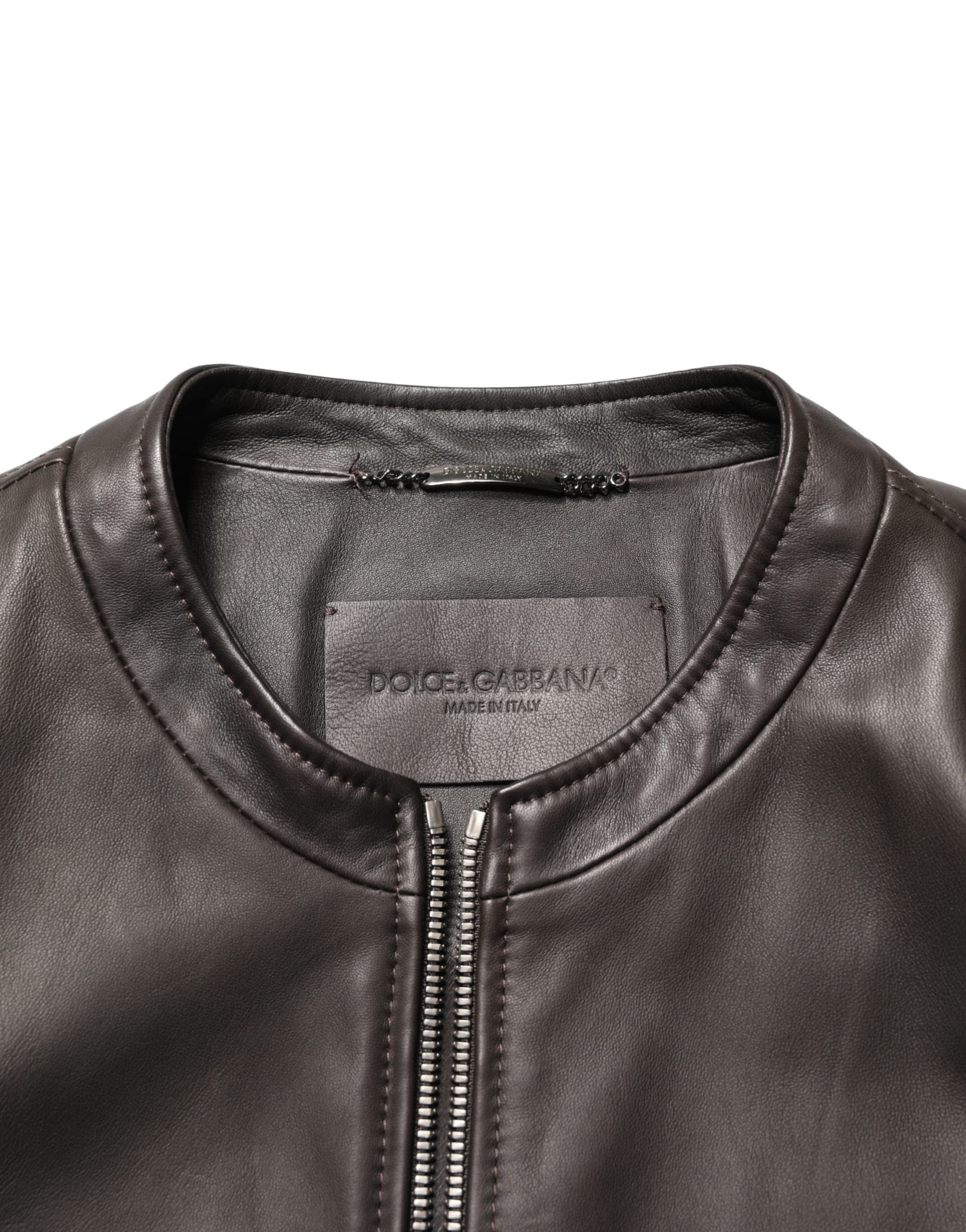 Dolce & Gabbana Schwarze Lammleder Leder Reißverschluss Bikerjacke