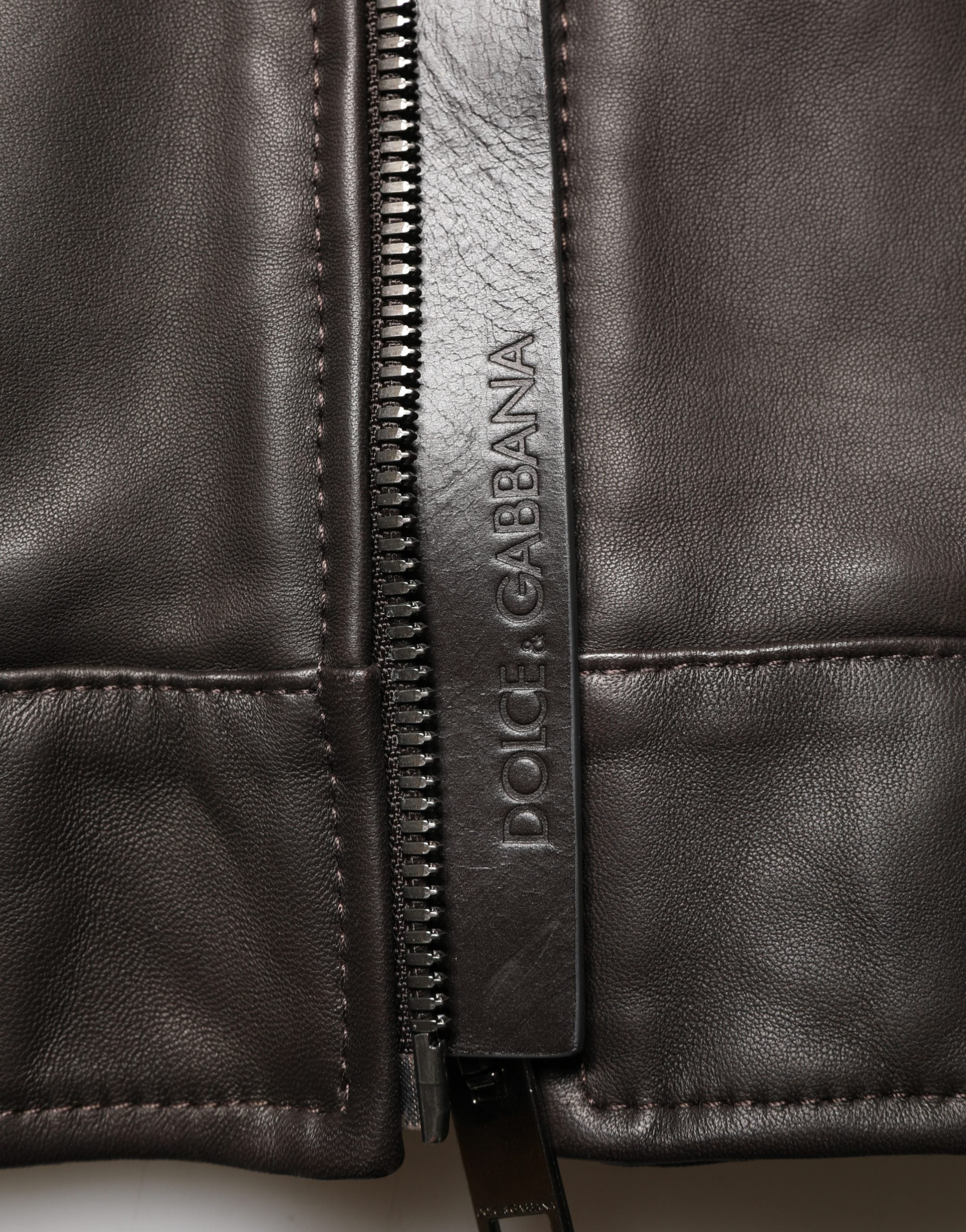Dolce & Gabbana Schwarze Lammleder Leder Reißverschluss Bikerjacke