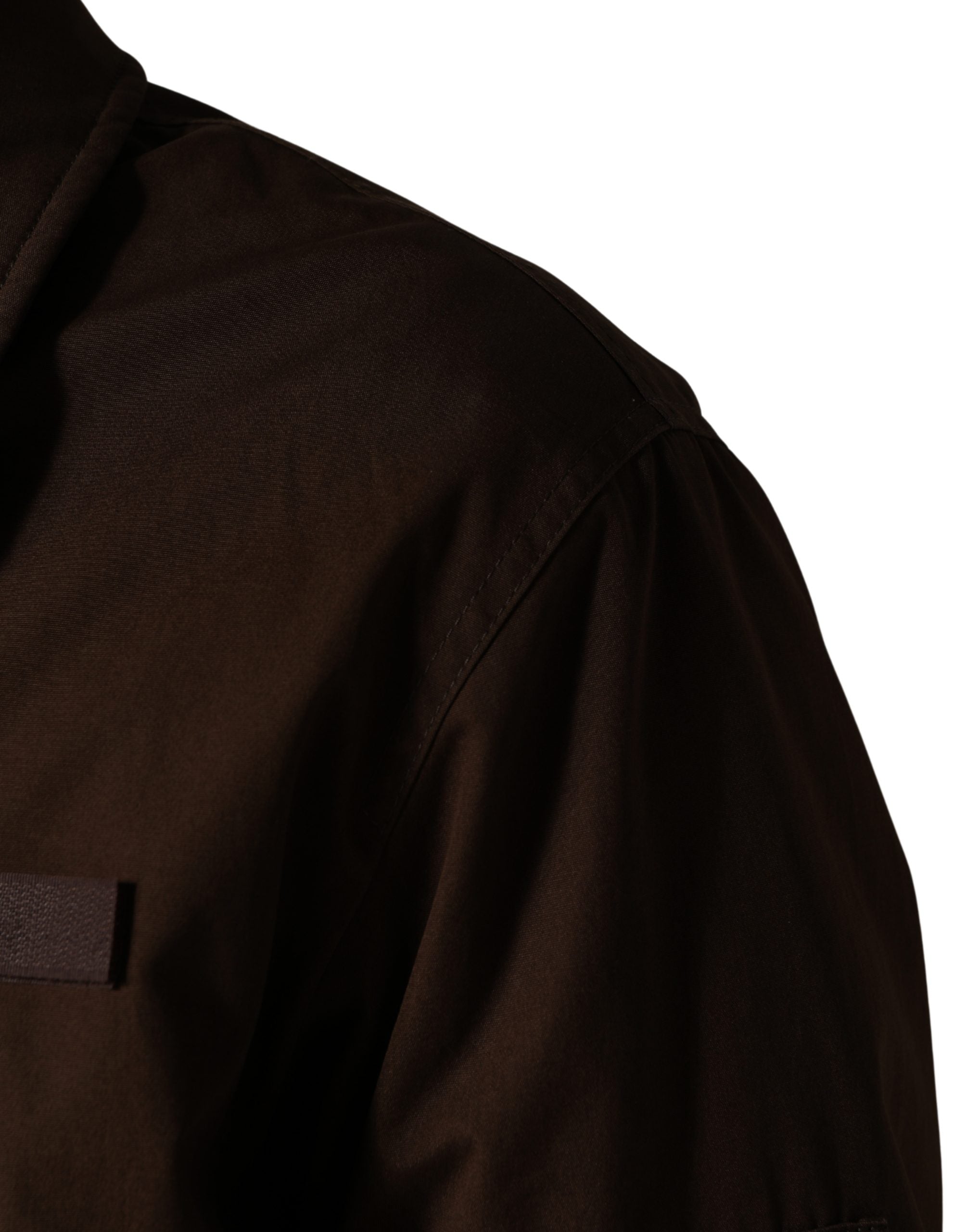 Dolce & Gabbana Braune Baumwoll-Stretch-Bomberjacke mit durchgehendem Reißverschluss