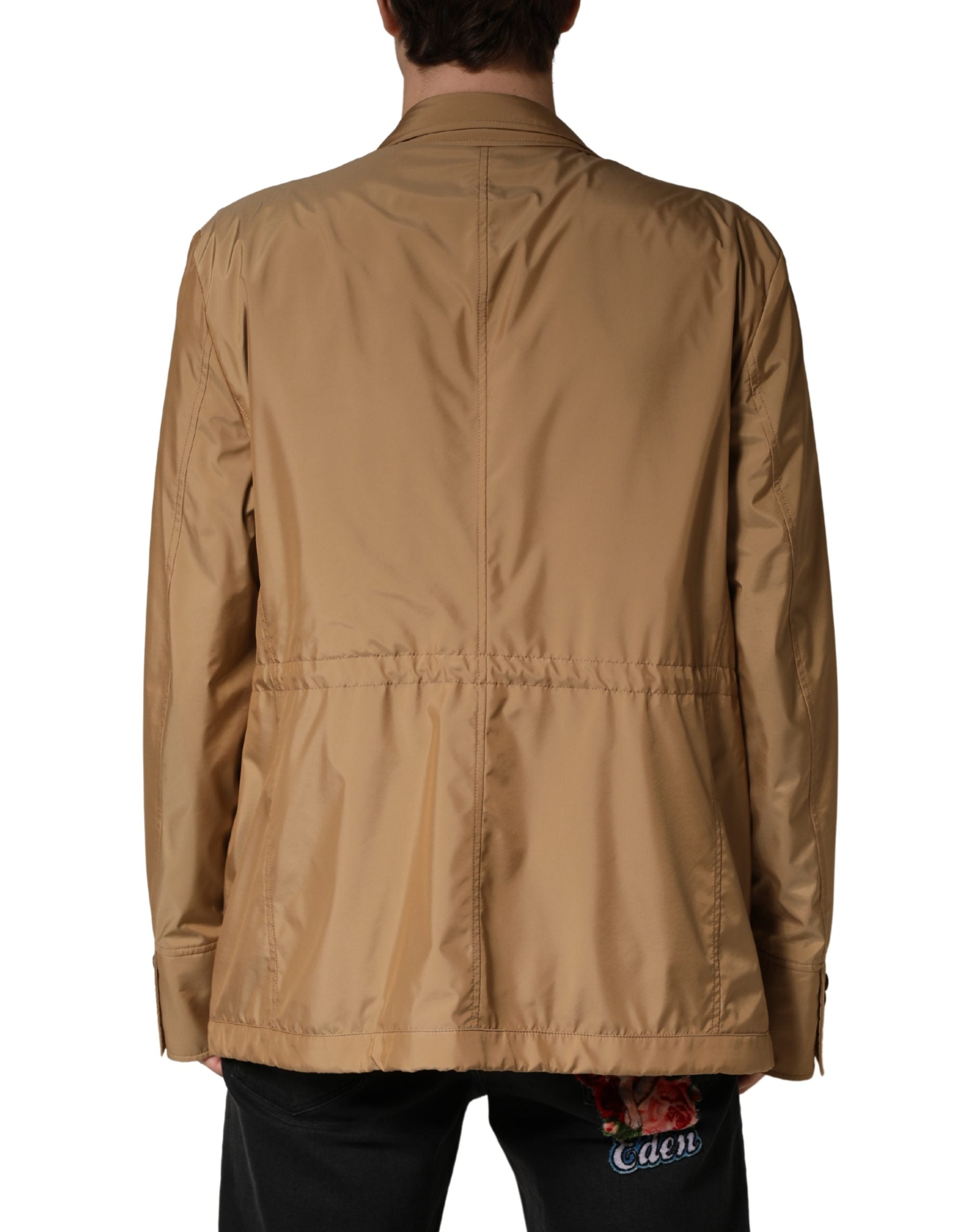 Dolce & Gabbana Brauner einreihiger Mantel mit Layereffekt