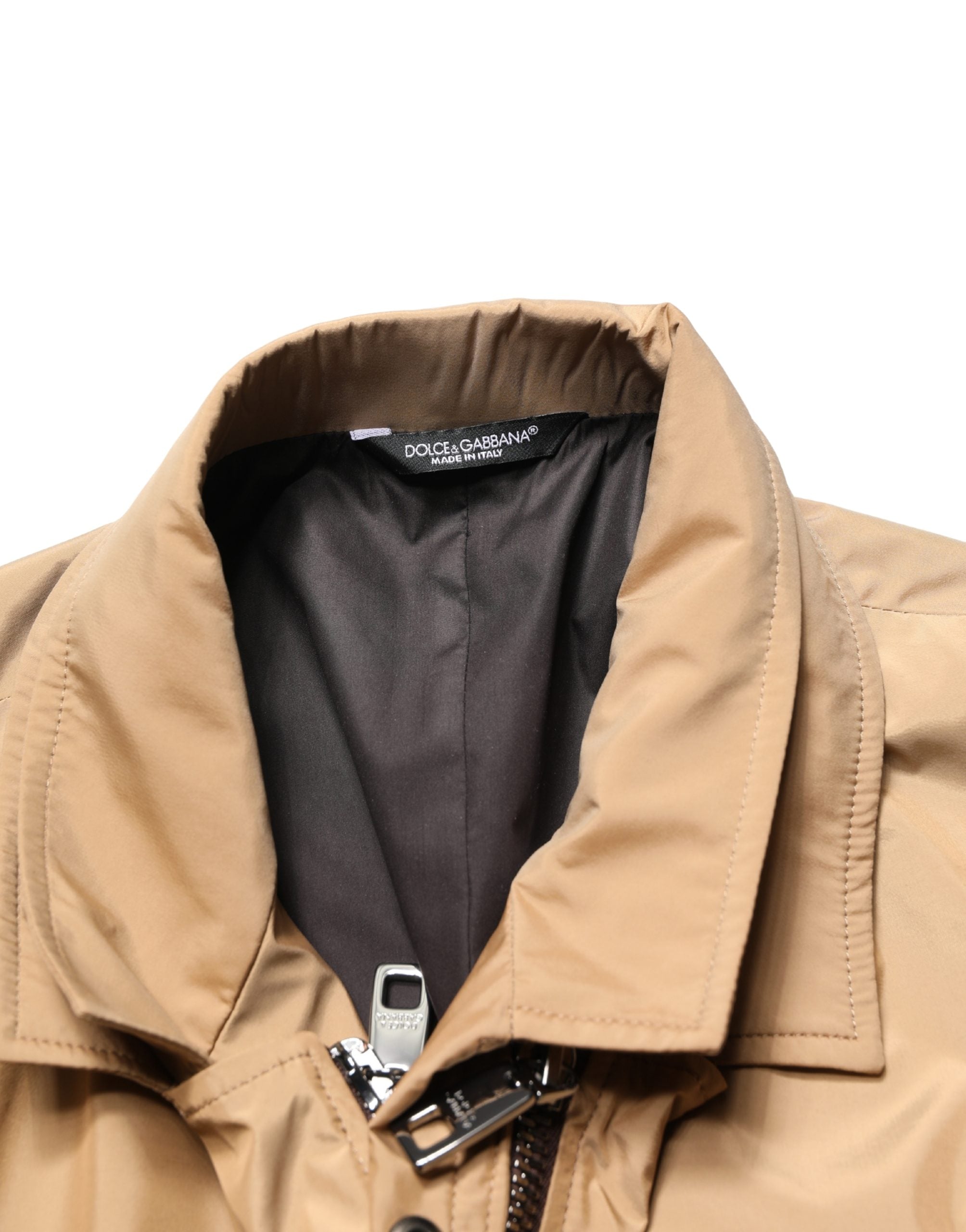 Dolce & Gabbana Brauner einreihiger Mantel mit Layereffekt