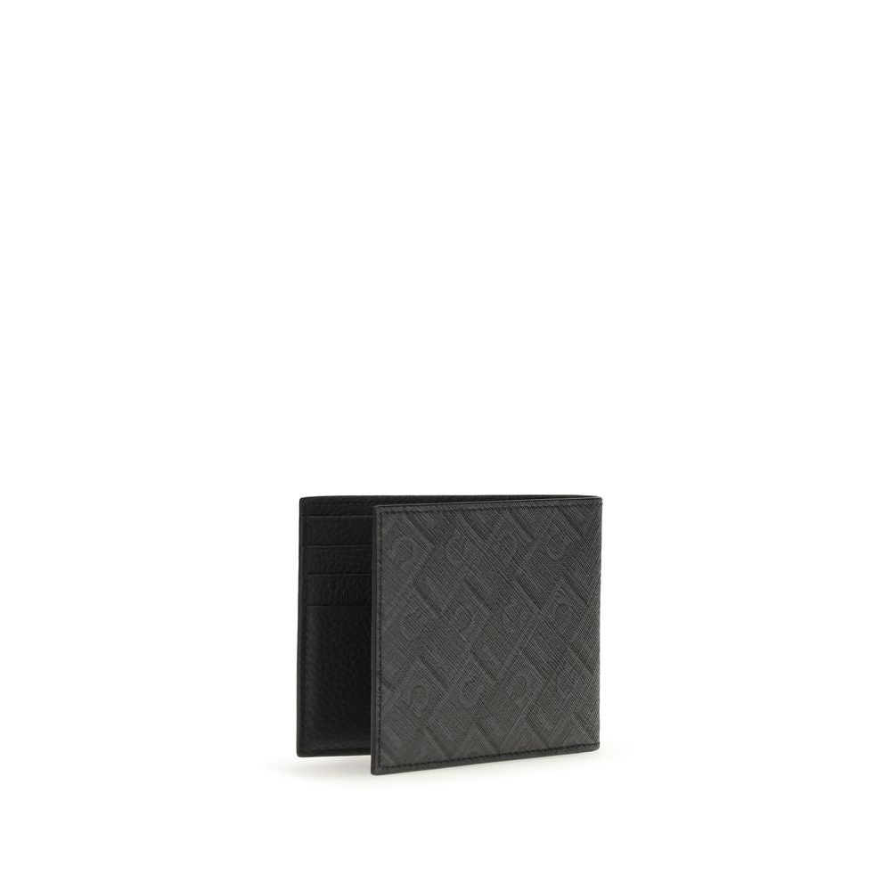 Ferragamo Schwarzes Kalbsleder Bos Taurus Portemonnaie