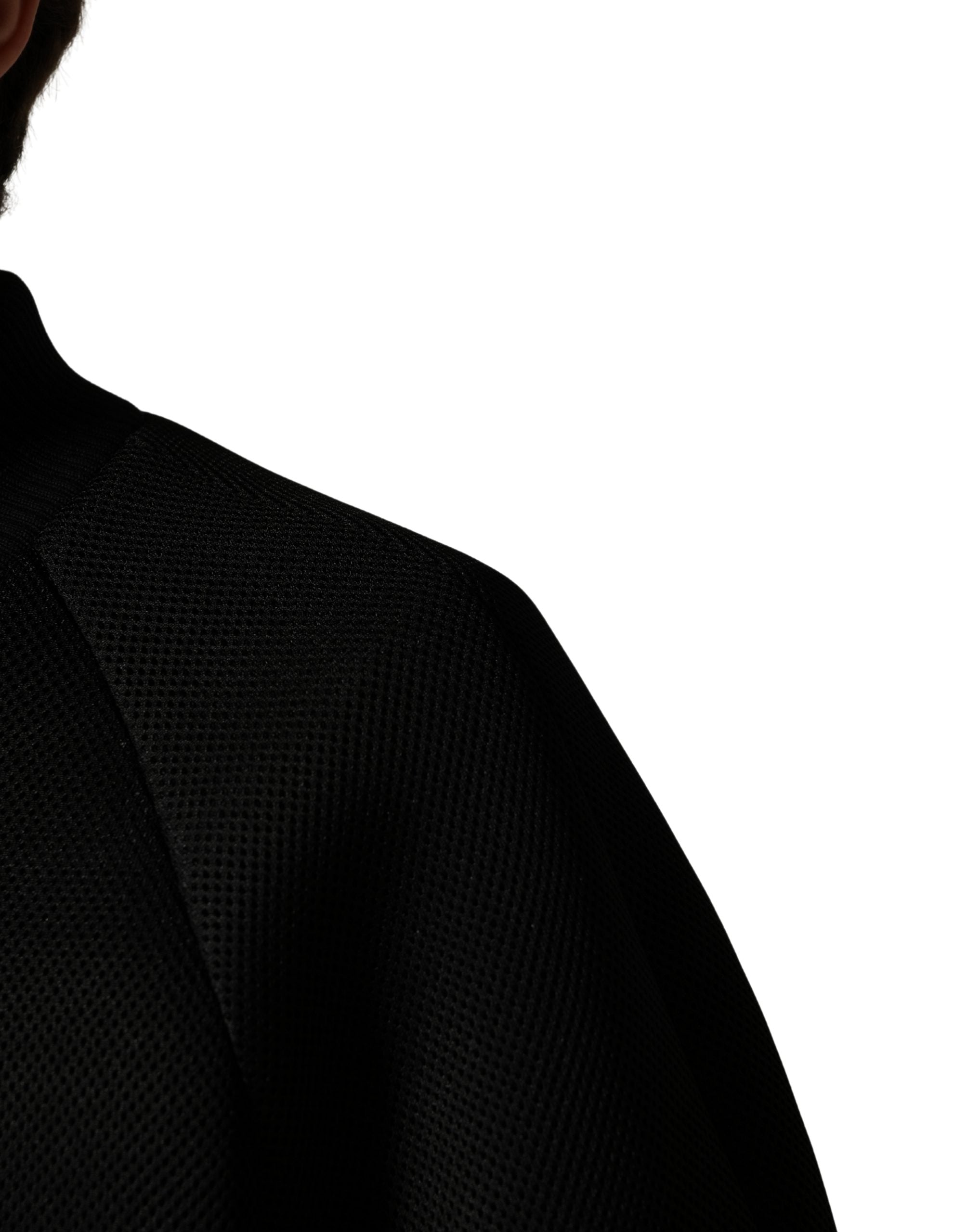 Dolce & Gabbana Herren Schwarze Nylon Bomberjacke mit durchgehendem Reißverschluss