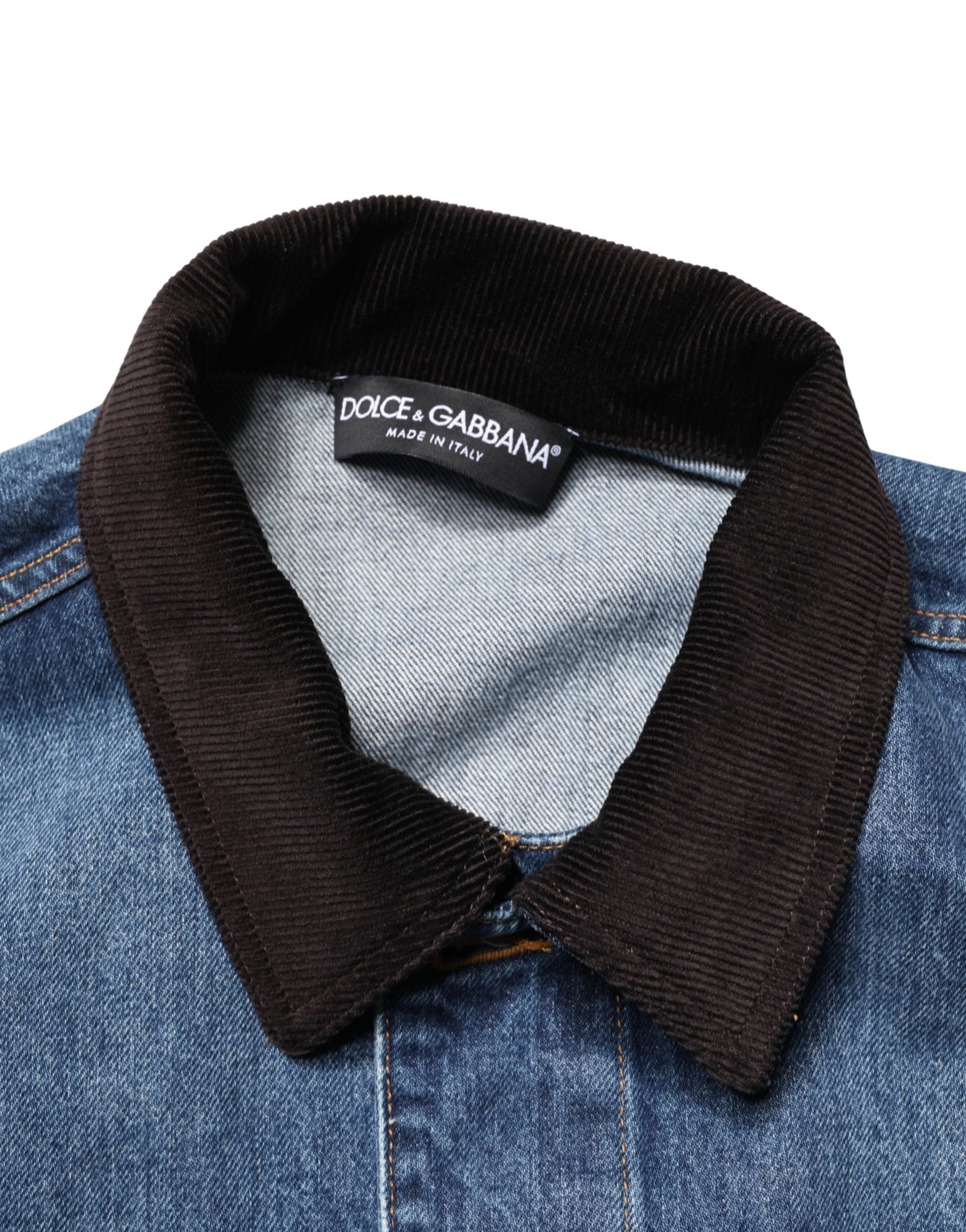 Dolce & Gabbana Schwarze blaue Baumwoll-Denim-Blouson-Jacke für Herren